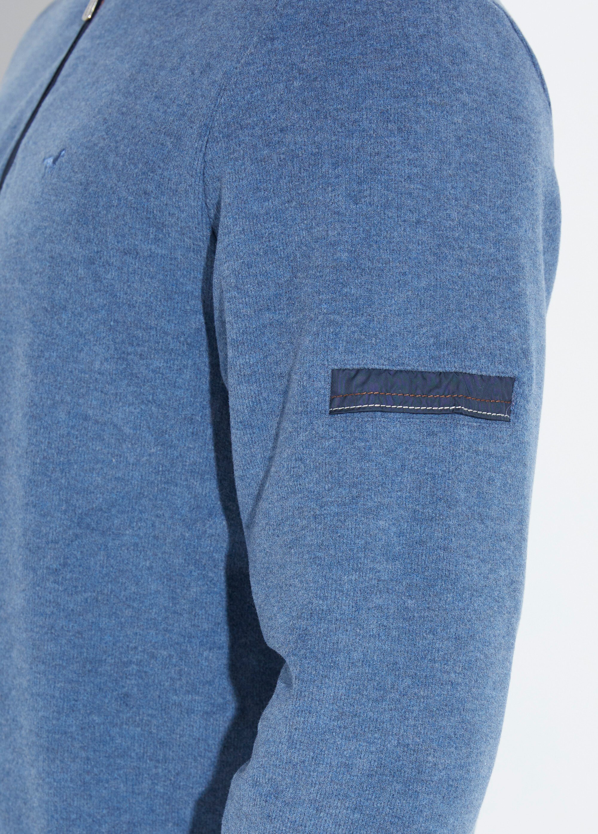 Pull avec col zippé et détails bimatière Homme Bleu STI22920 DE2