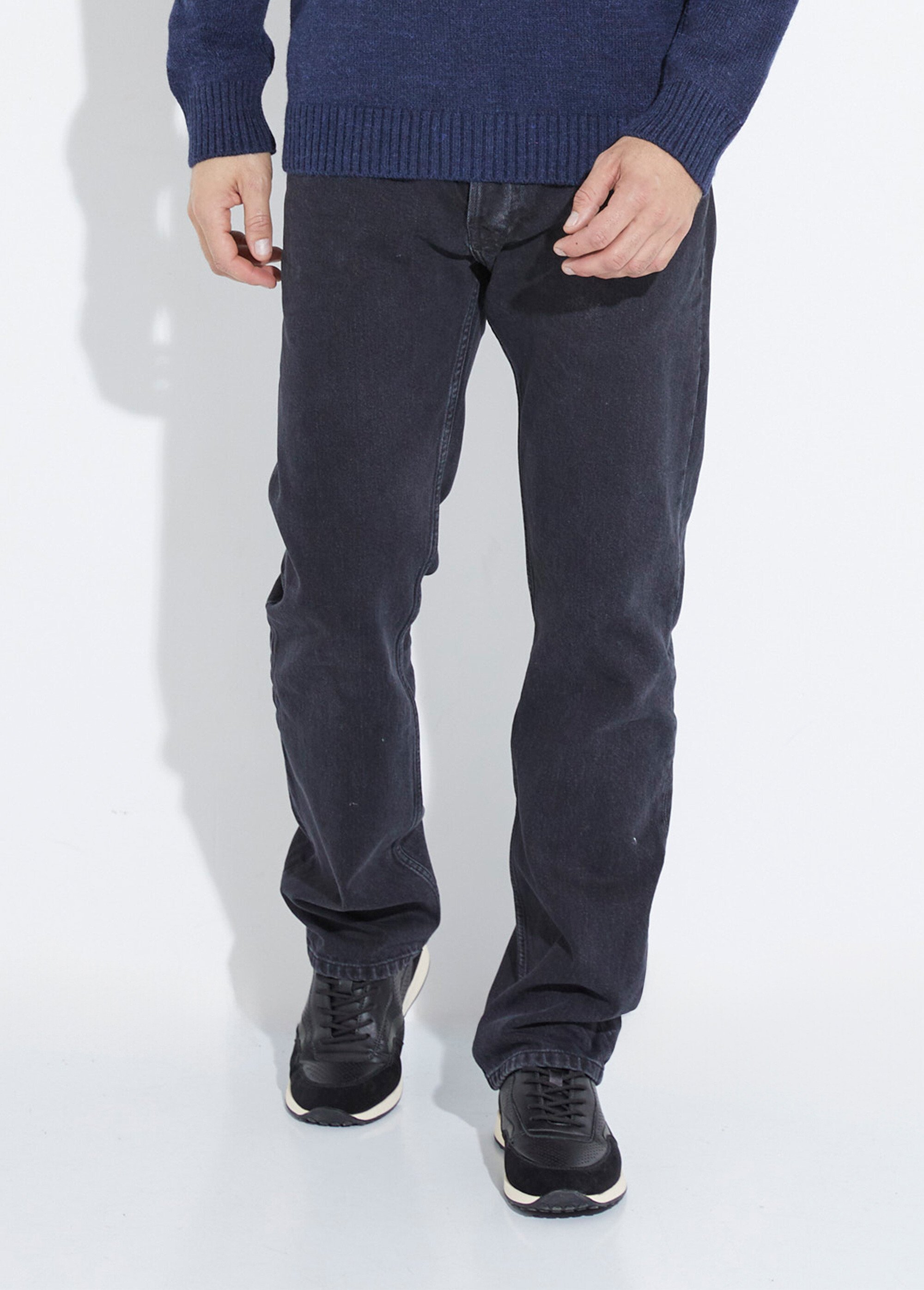 Pull col zippé chaud, laine majoritaire Homme Bleu STI23000 FA1