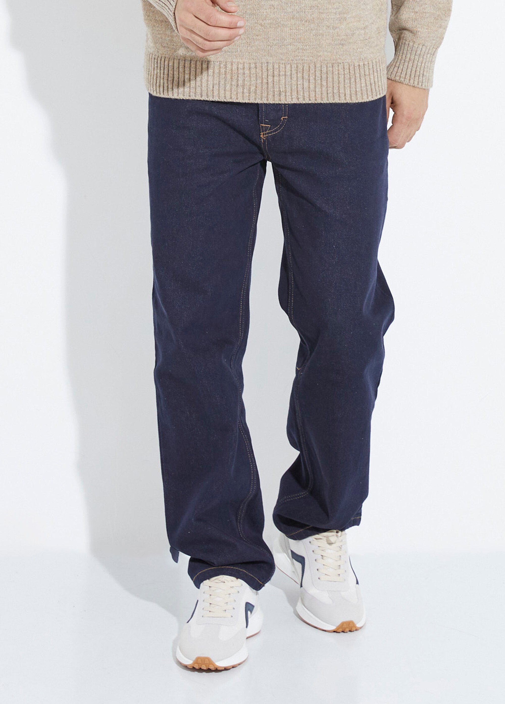 Pull col zippé chaud, laine majoritaire Homme Beige STI23000 FA1