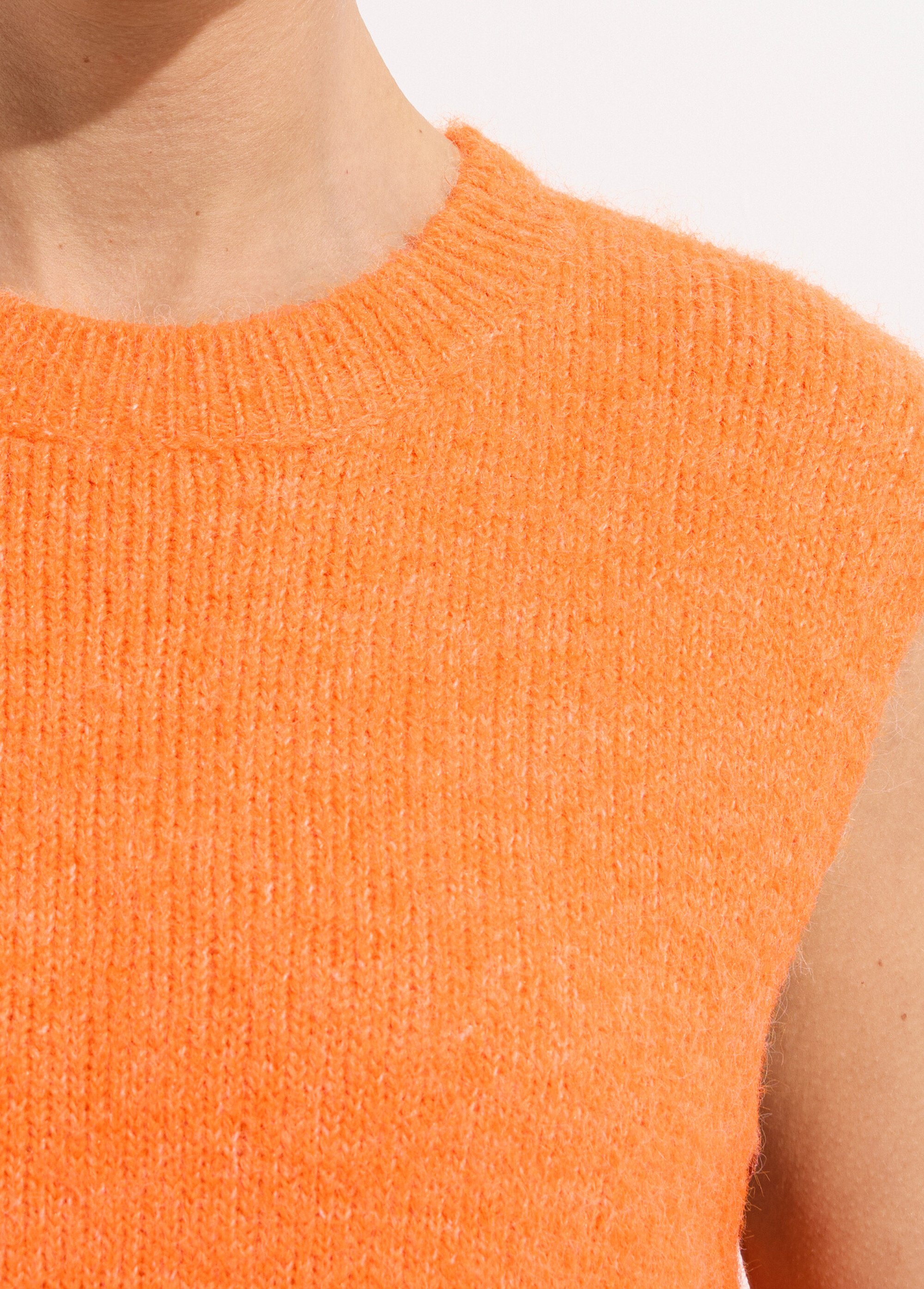 Pull sans manches en maille avec laine Femme Orange IA-AR1089 DE1