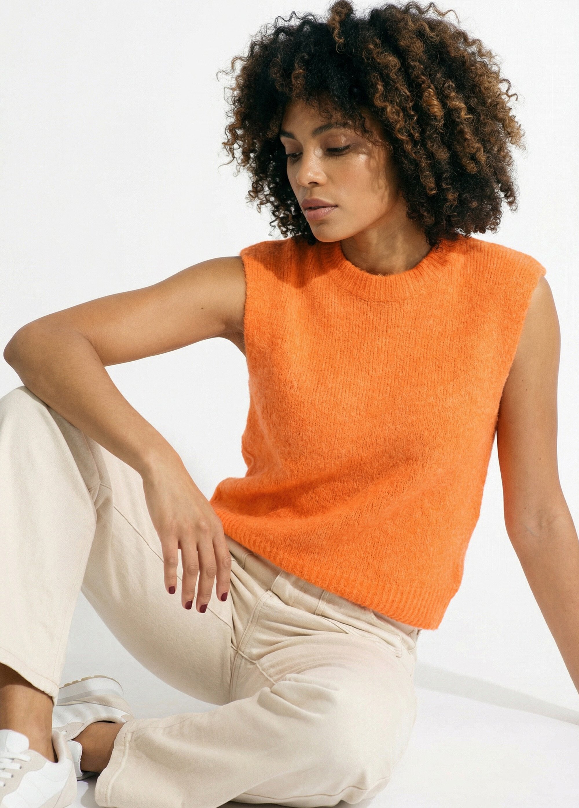 Pull sans manches en maille avec laine