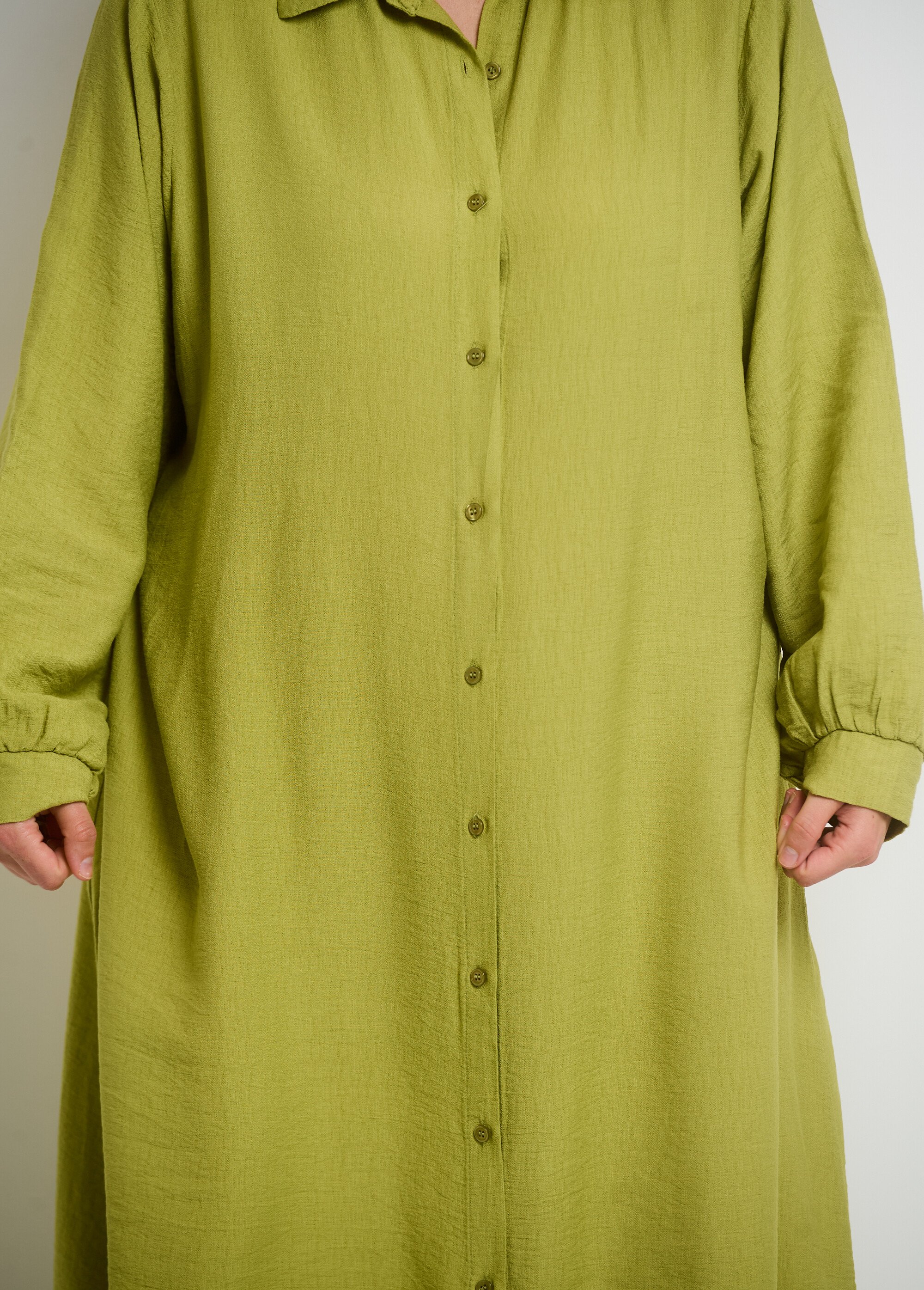 Robe chemisier boutonnée manches longues Femme Grande Taille Vert JA-ROBCHEBOU DE2