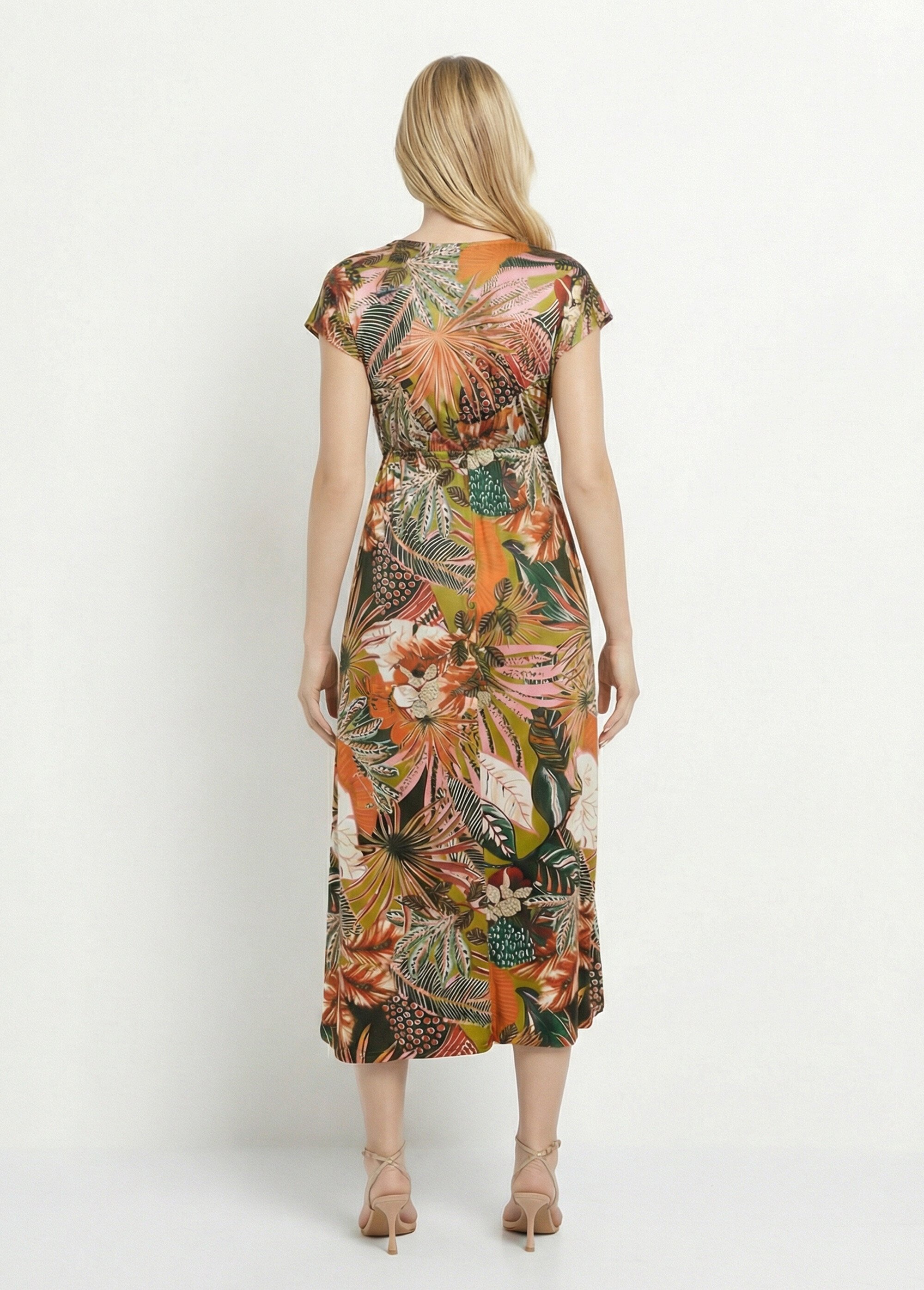 Robe longue cache cœur imprimé jungle Femme Beige MOD-ROJUNG2 DO1