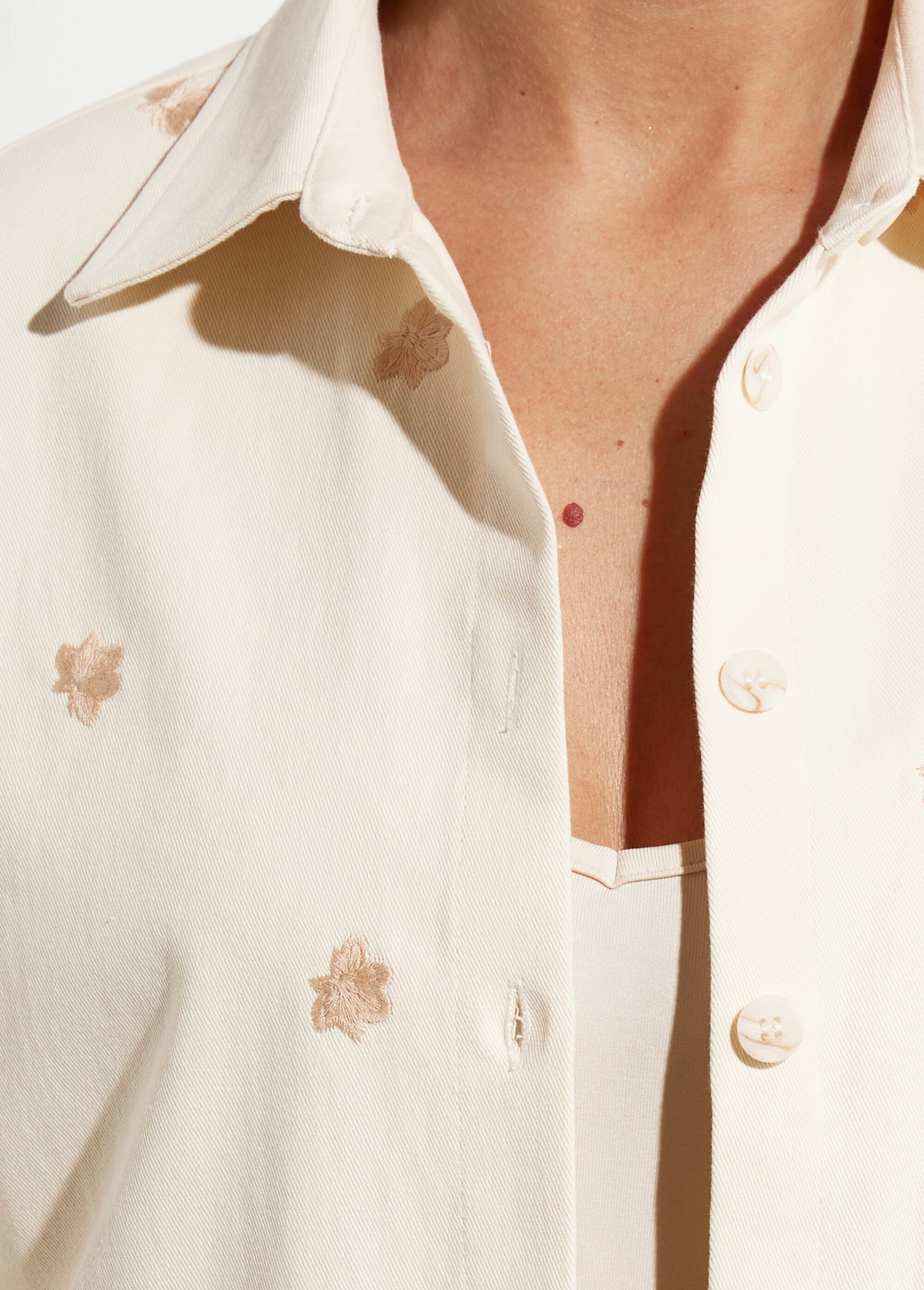 Surchemise en coton avec broderies Femme Beige IA-Q3187 DE2