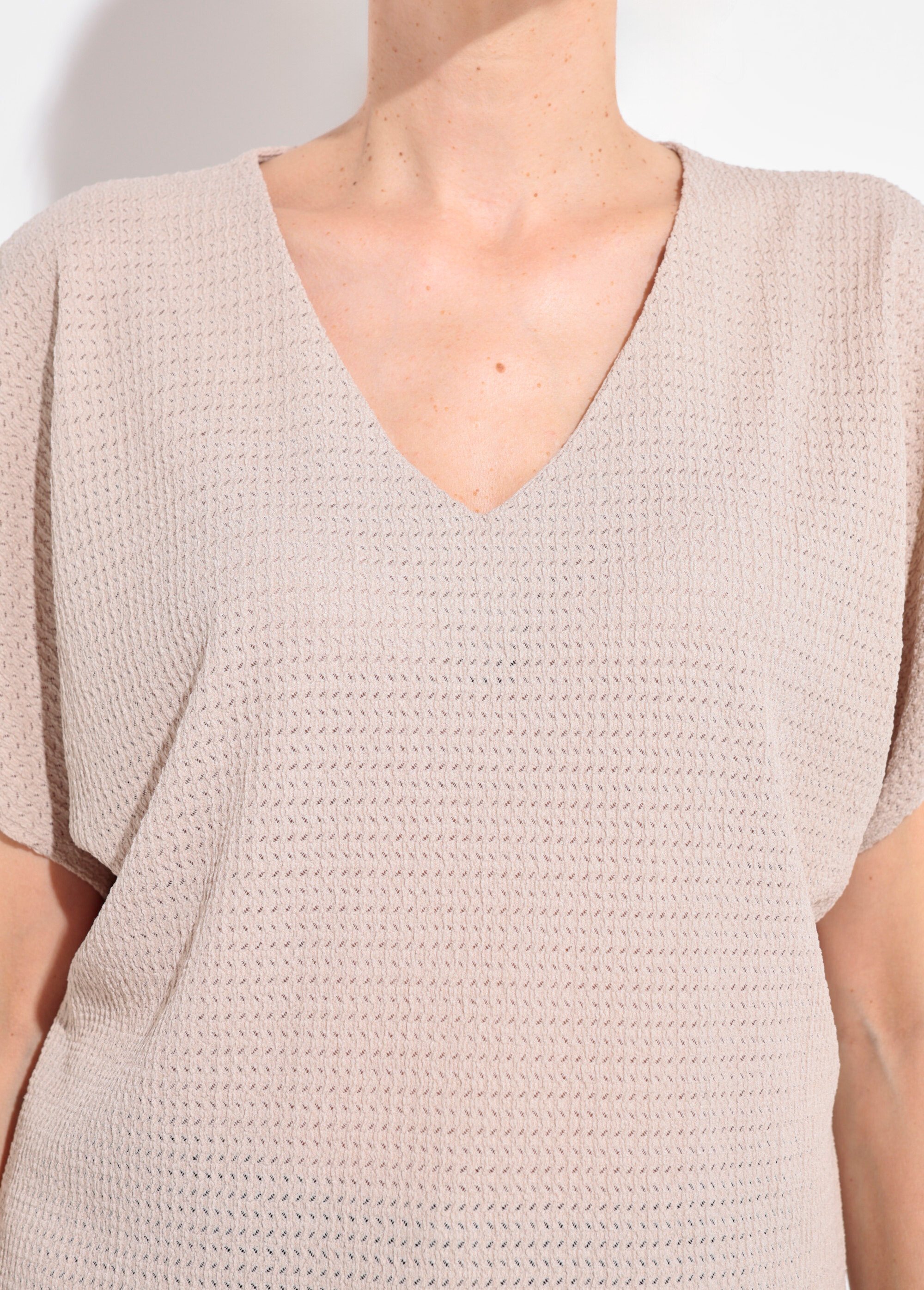 T-shirt texturé avec manches élastiquées Femme Beige SJ-SIMPLAB DE1