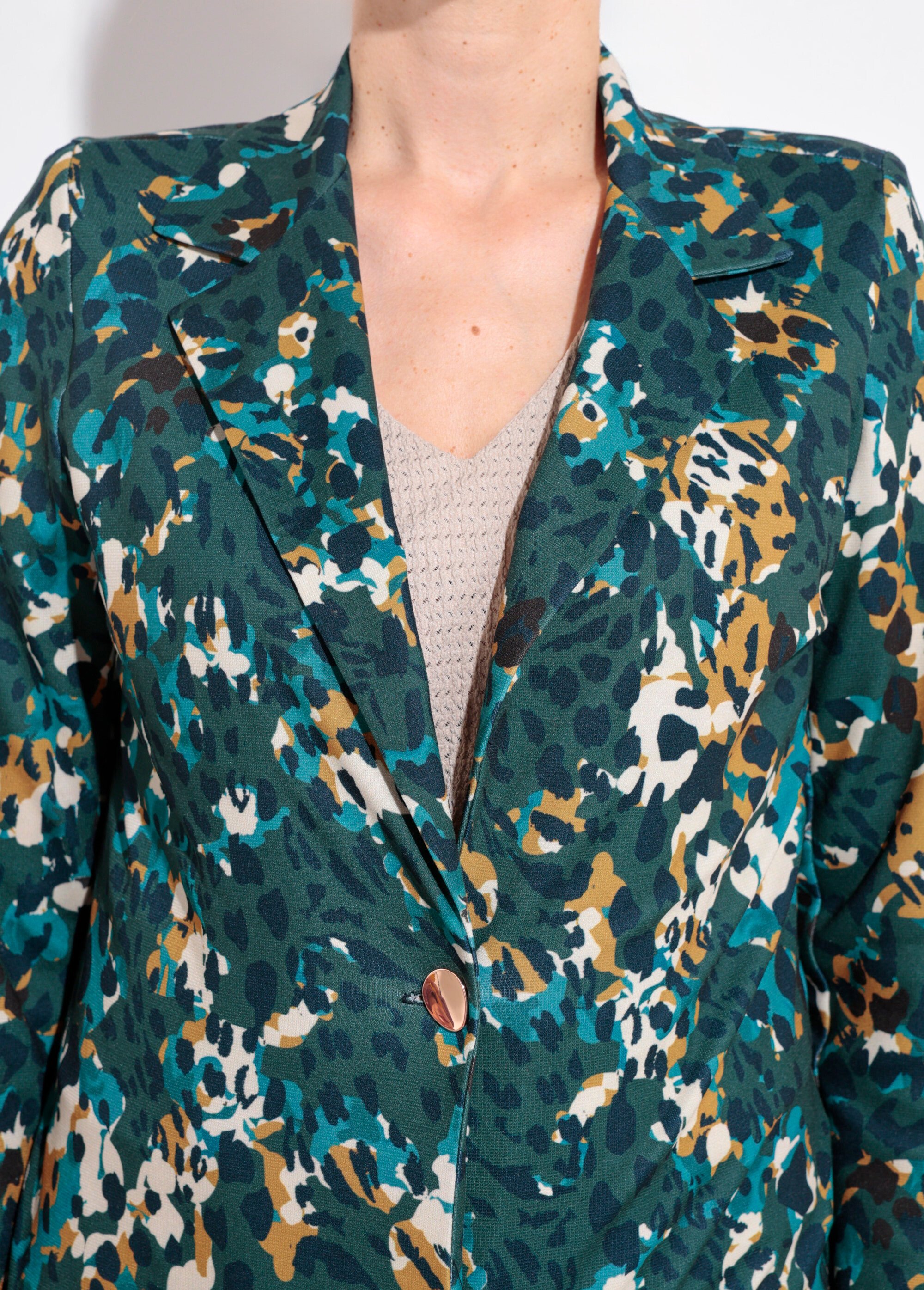 Veste motif arty avec bouton bijou métal Femme CANARD ET JAUNE SJ-VECAMOCO DE1