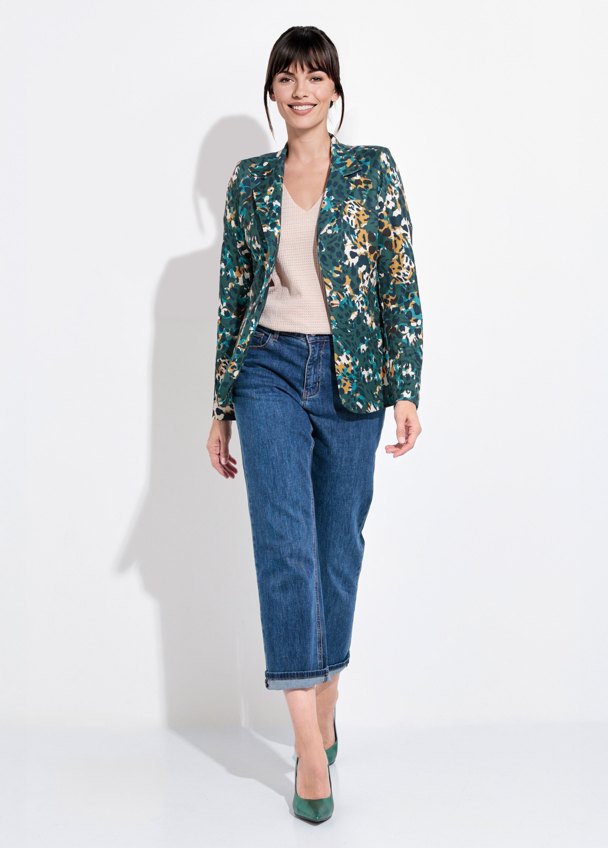 Veste motif arty avec bouton bijou métal Femme CANARD ET JAUNE SJ-VECAMOCO SF1