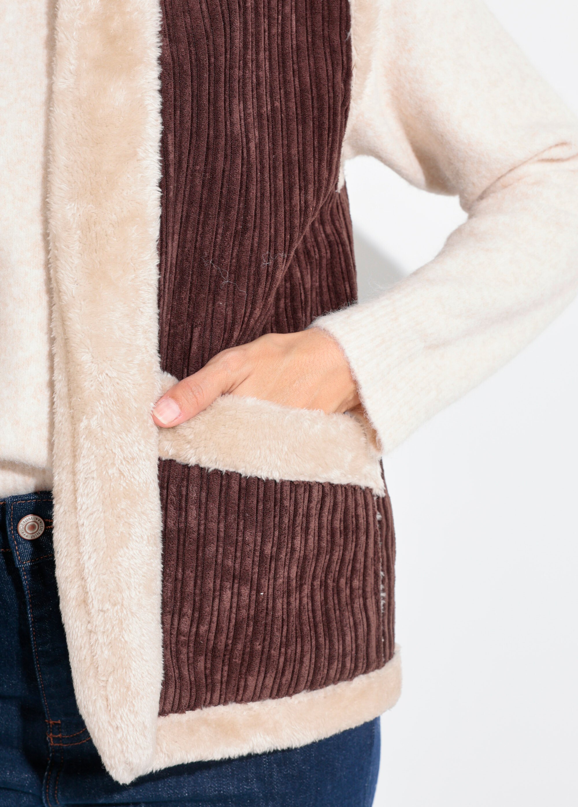 Veste sans manches velours et fourrure Femme Marron SJ-COTMOU DE2