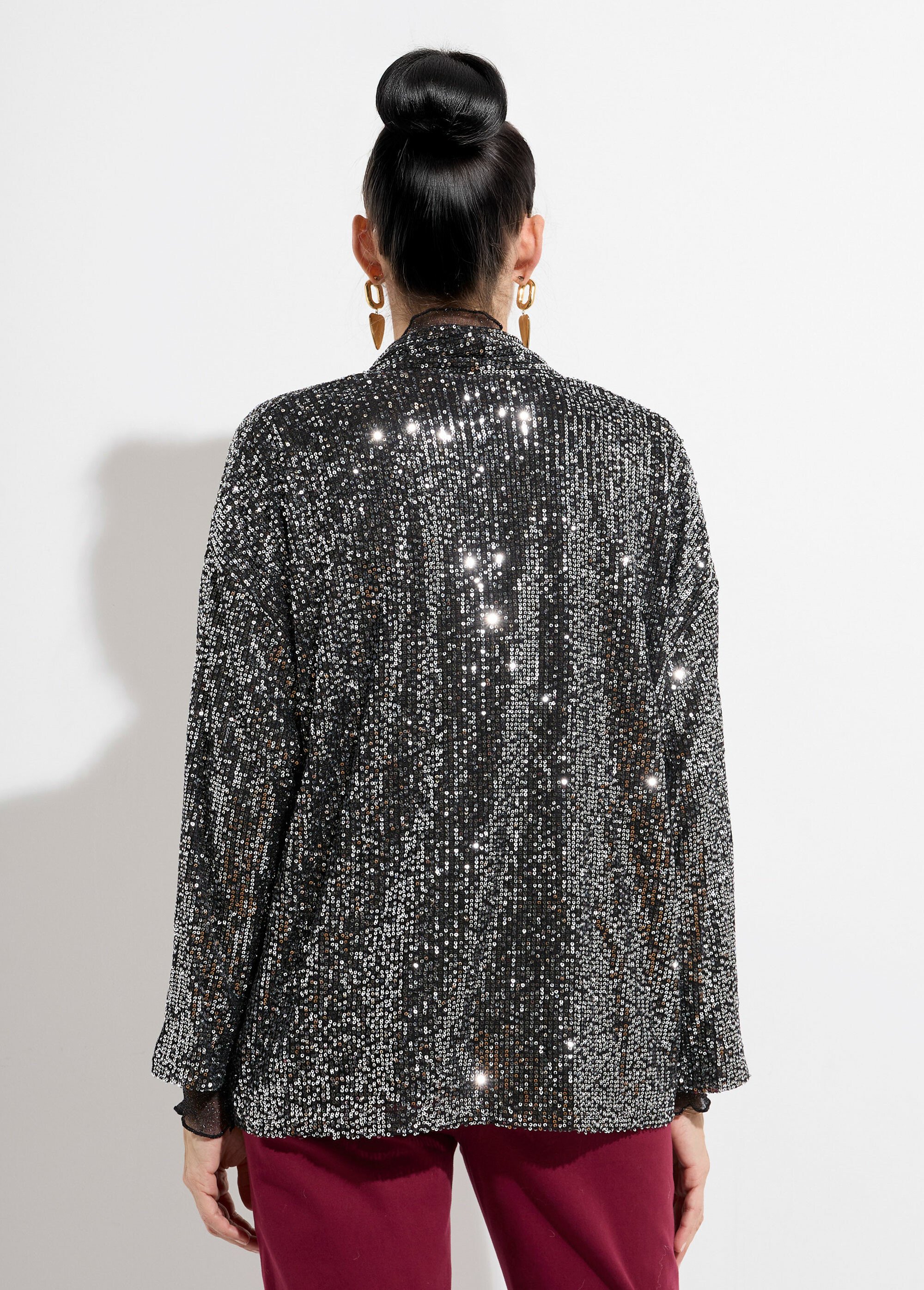 Veste sequins métallisés et col châle
