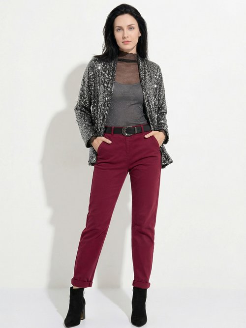 Veste sequins métallisés et col châle Femme Argenté JS-TOP3089 SI1