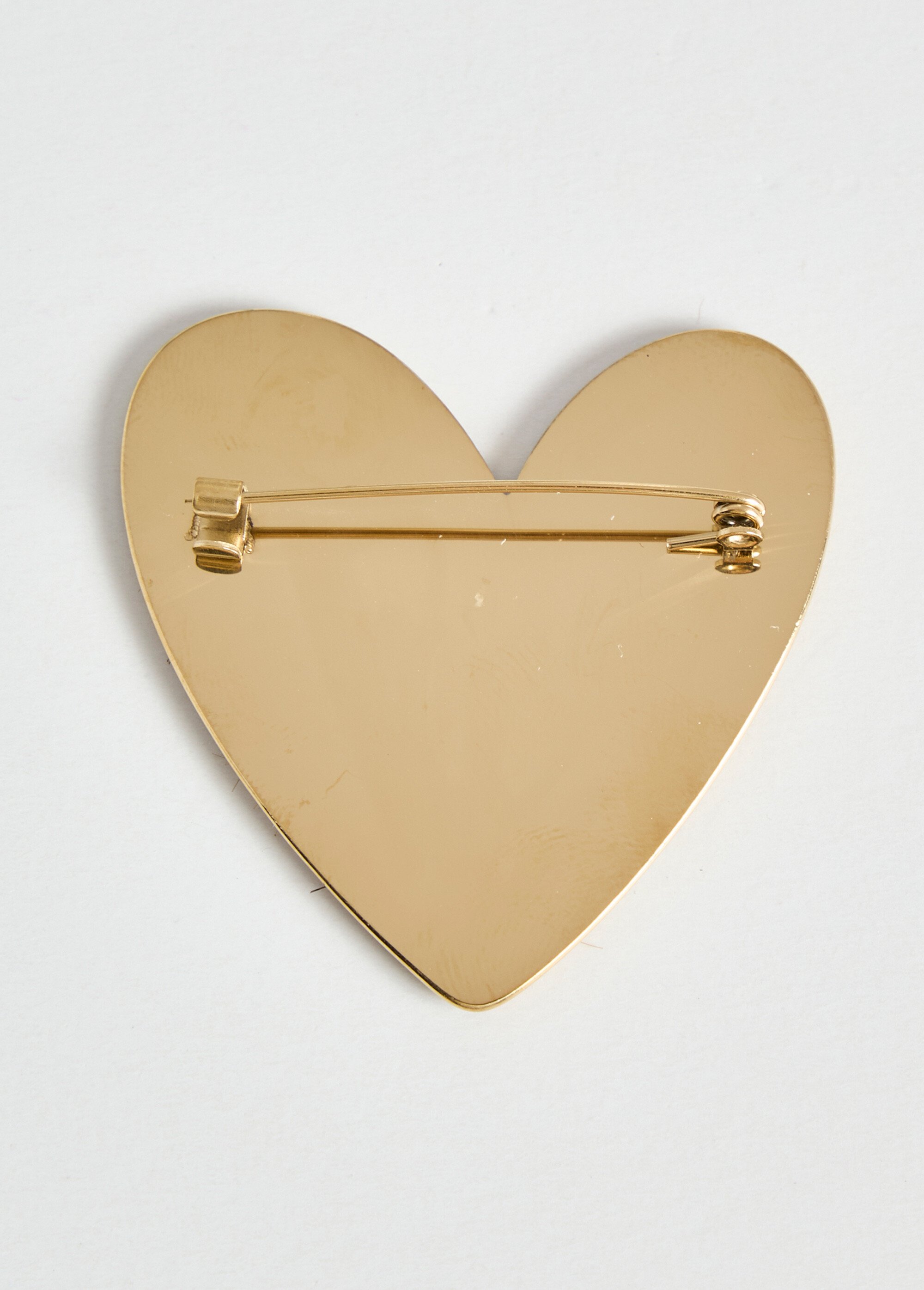 Broche forme coeur en fourrure léopard