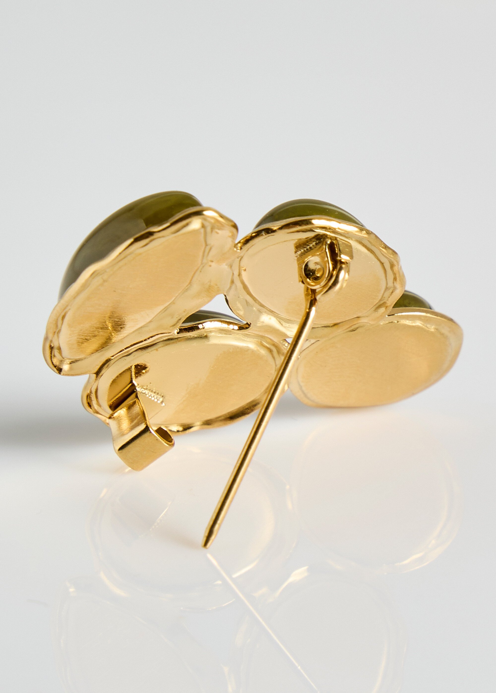 Broche acier inox avec cabochons résine Vert MILM25GZ22 DE1