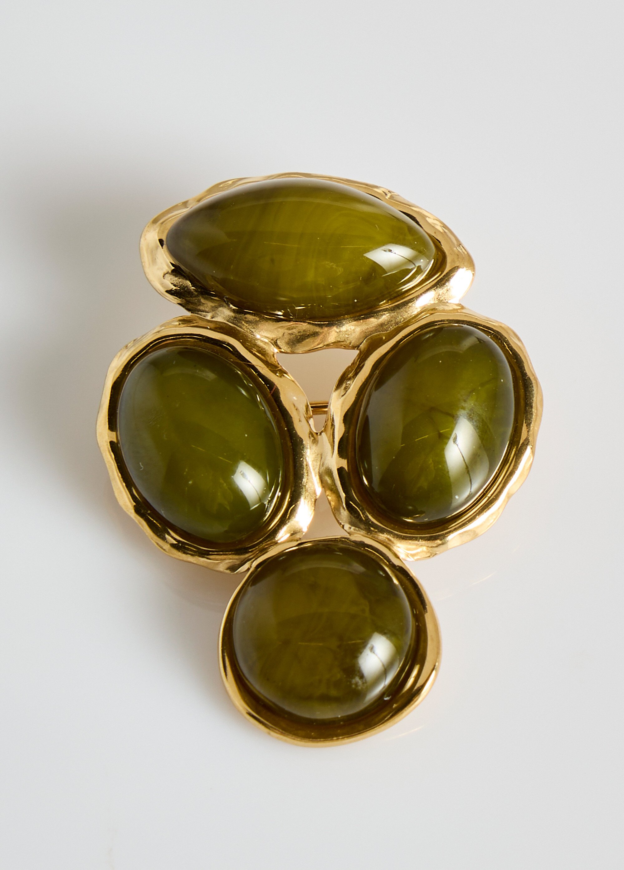 Broche acier inox avec cabochons résine Vert MILM25GZ22 FA1