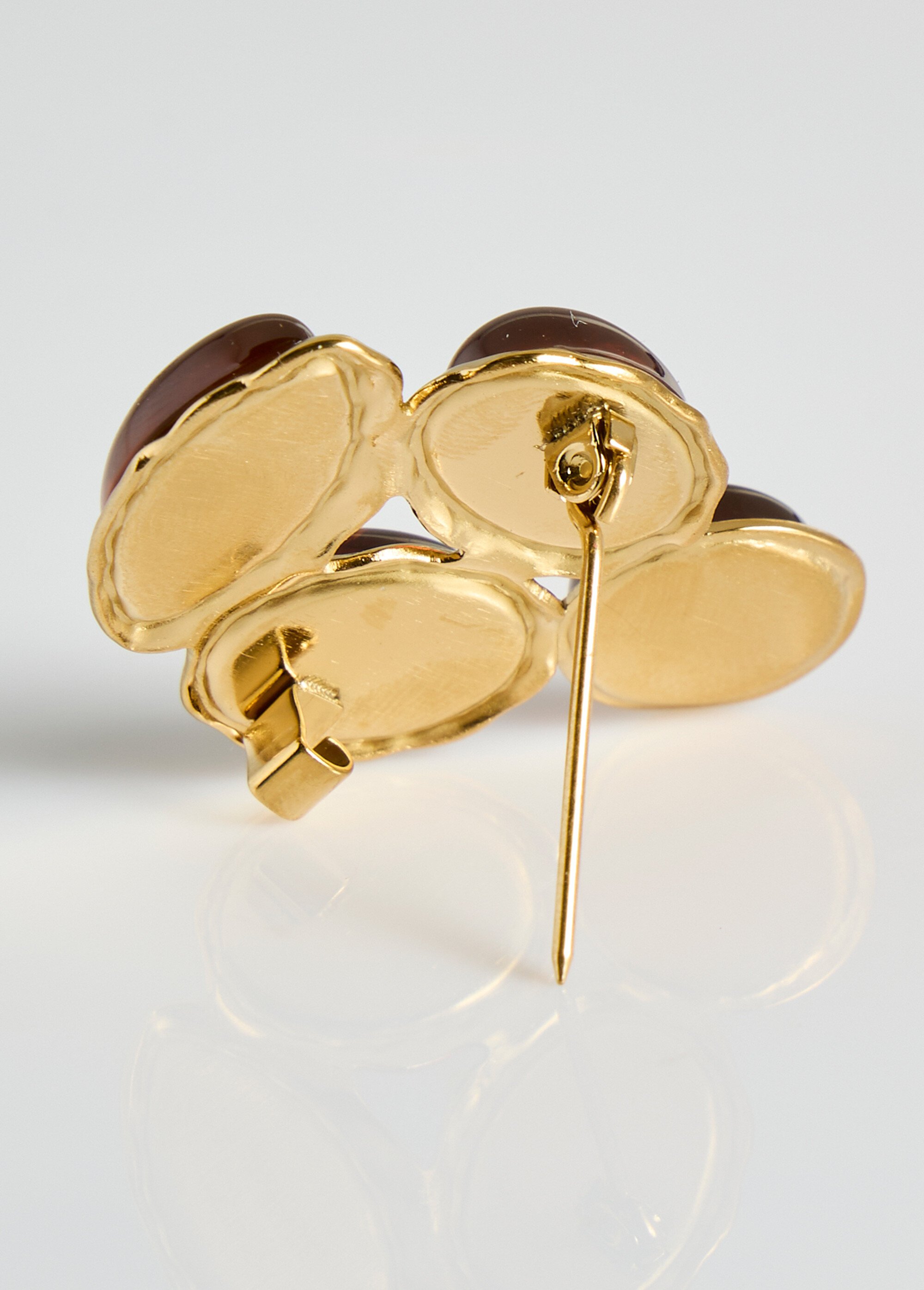 Broche acier inox avec cabochons résine Marron MILM25GZ22 DE1