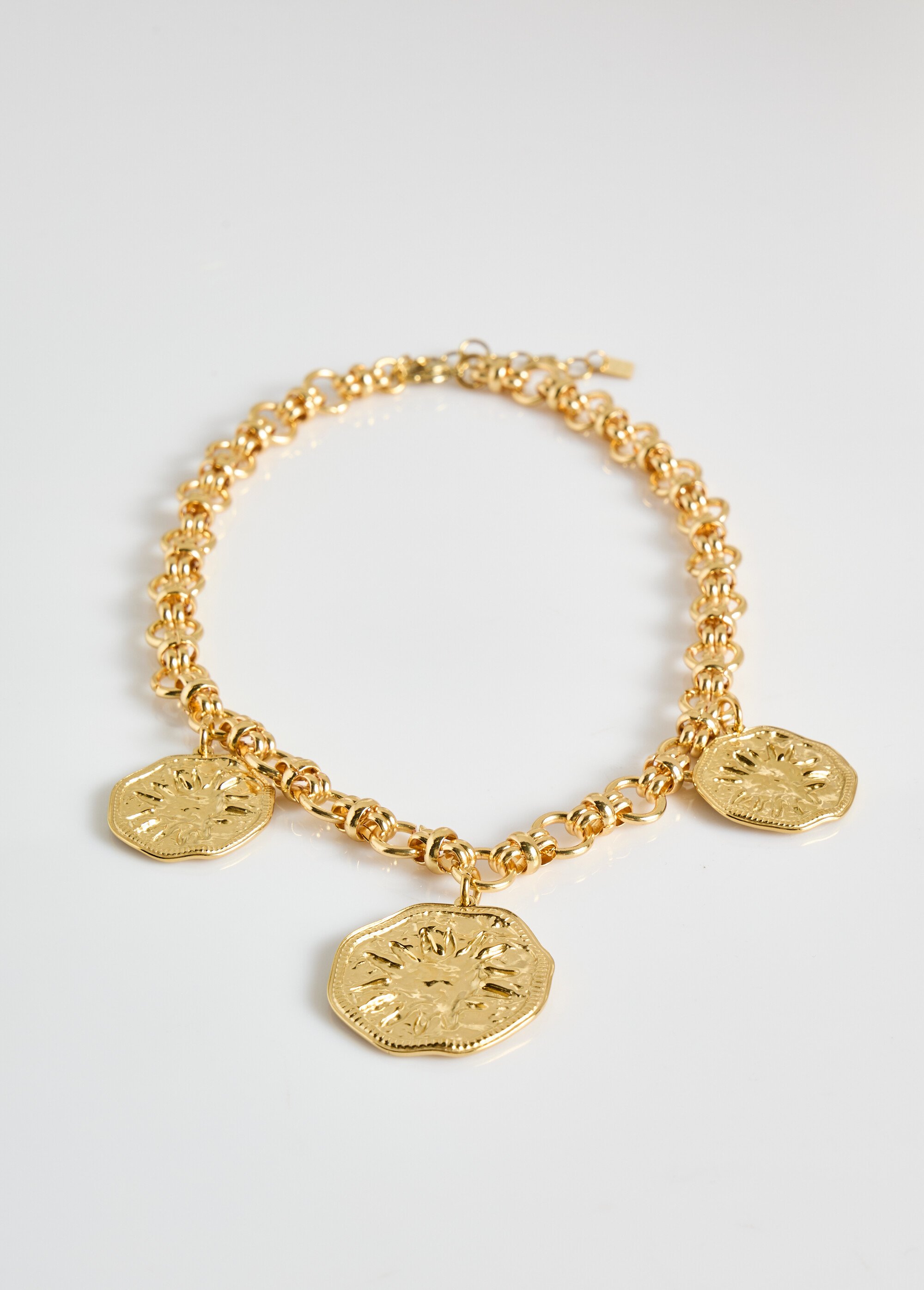 Collier maille alternée inox + médailles Doré MILM25EN159 DE1