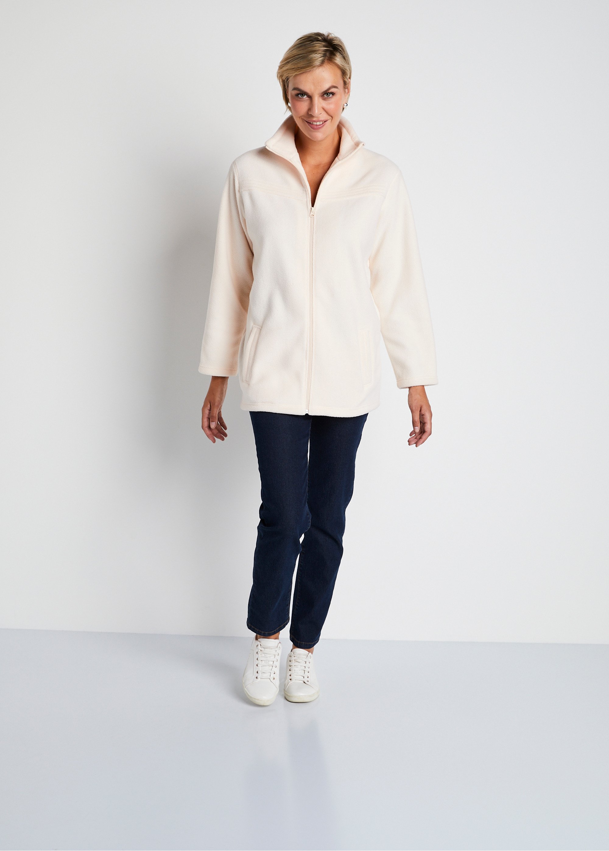 Veste zippée polaire, manches longues Femme Beige TAMPICO SF1