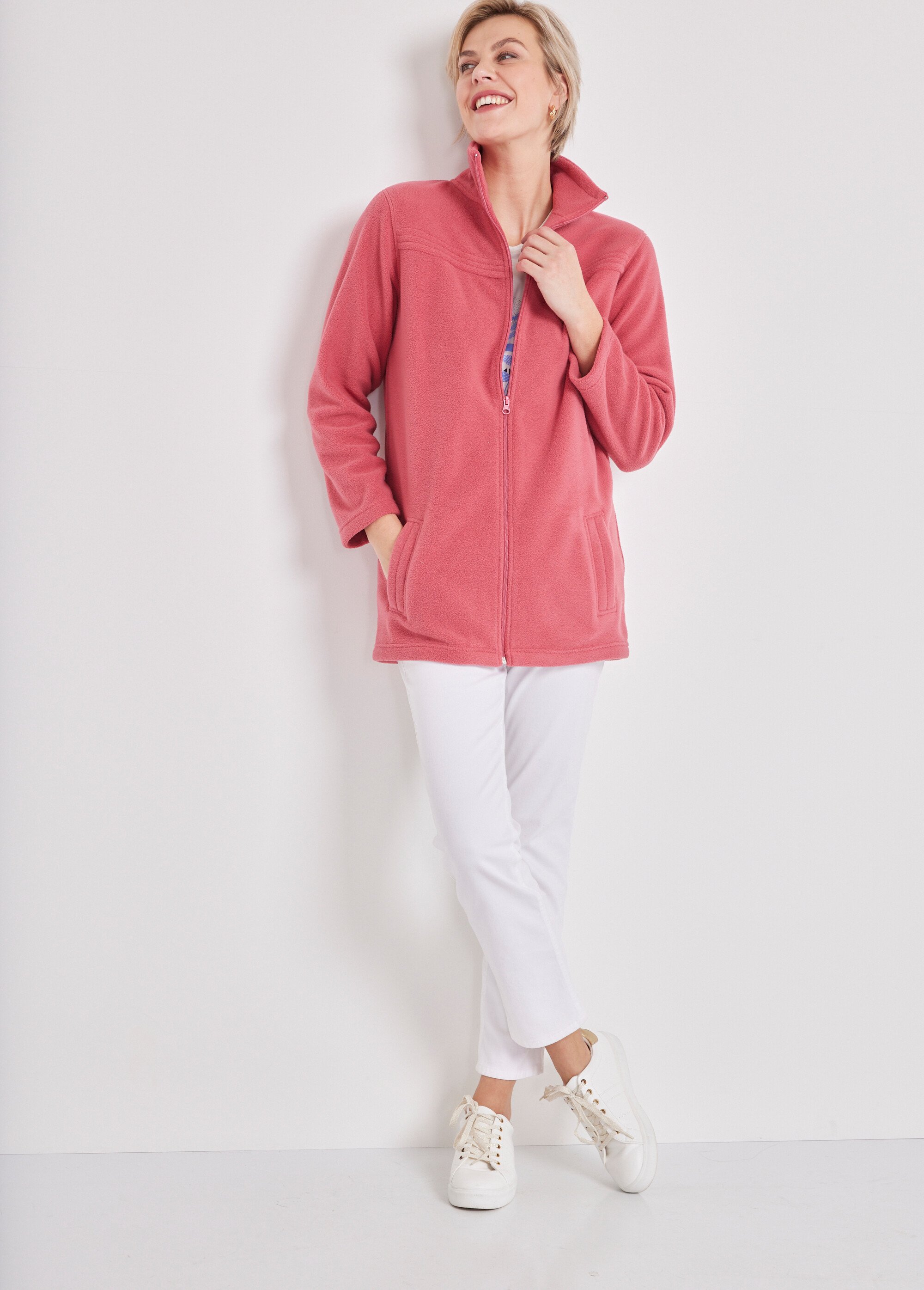 Veste zippée polaire, manches longues Femme Rose TAMPICO SF1
