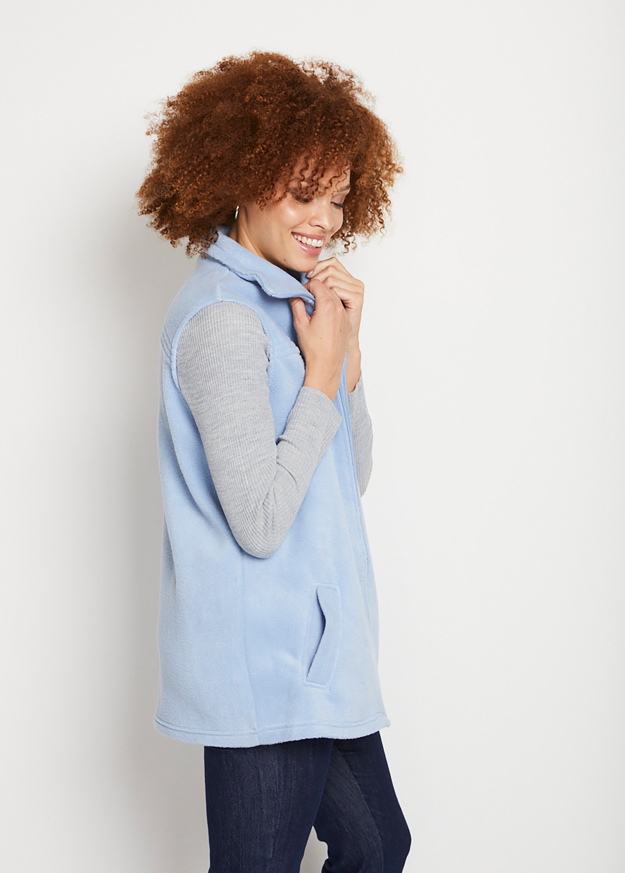 Blouson zippé sans manches polaire Femme Bleu TALUS DR1
