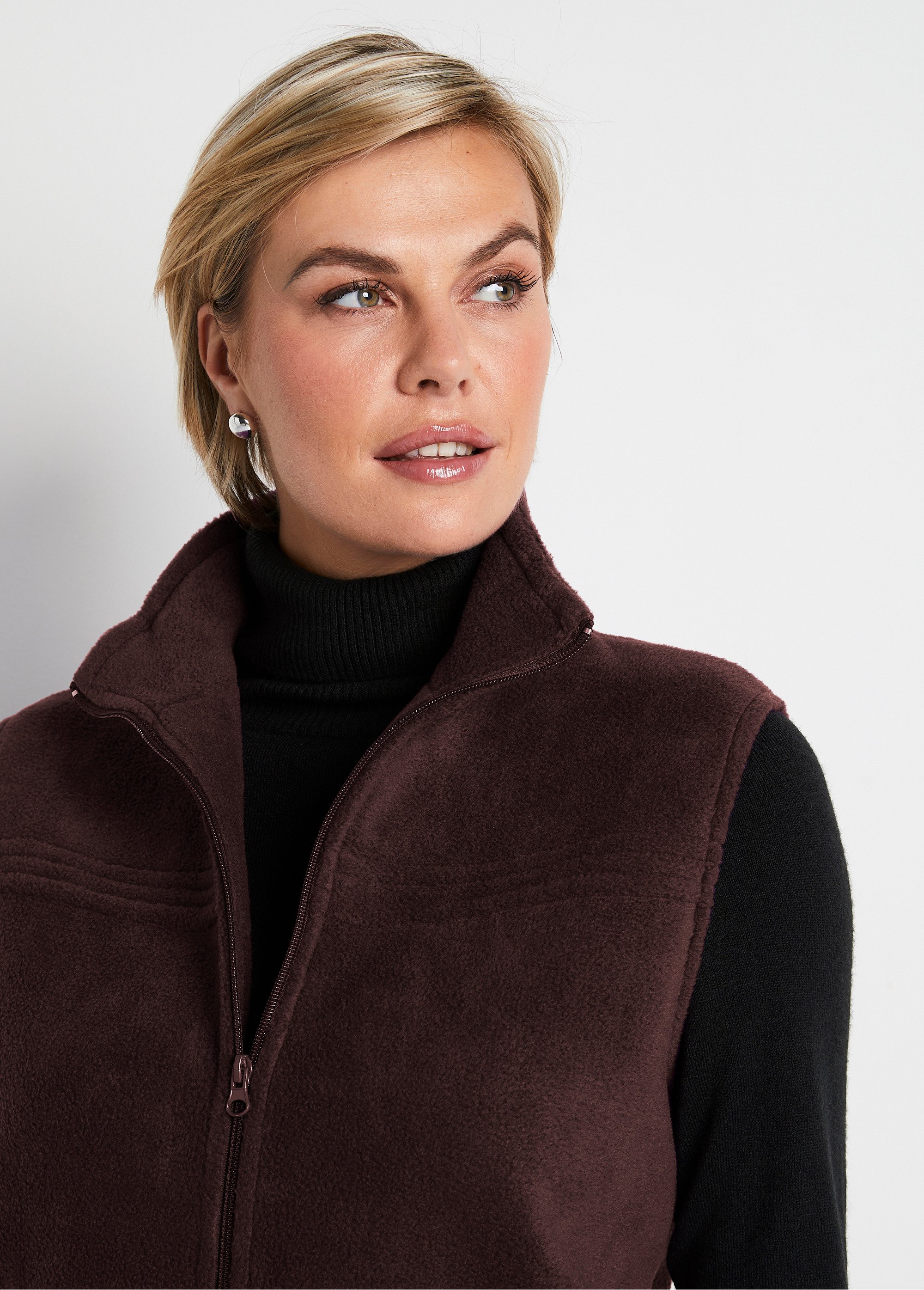 Blouson zippé sans manches polaire