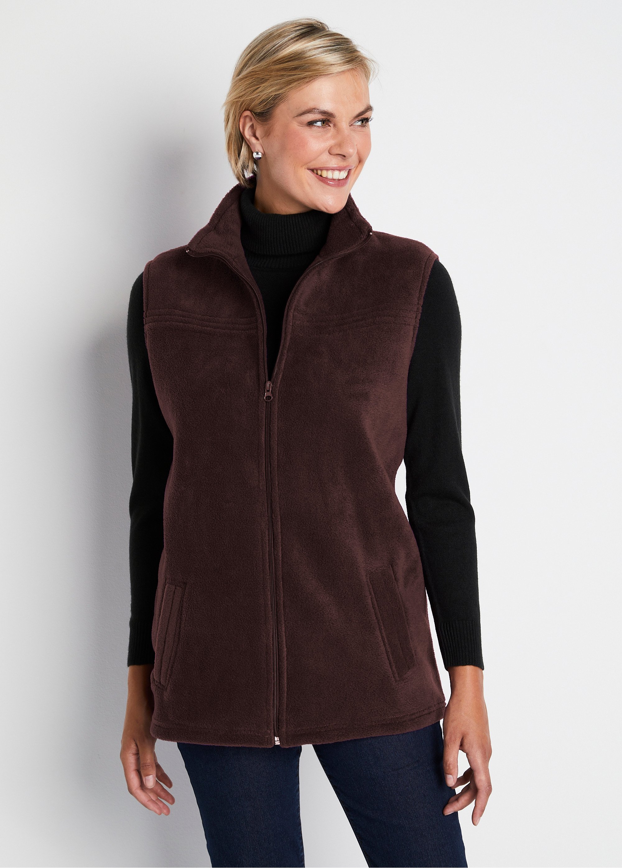 Blouson zippé sans manches polaire