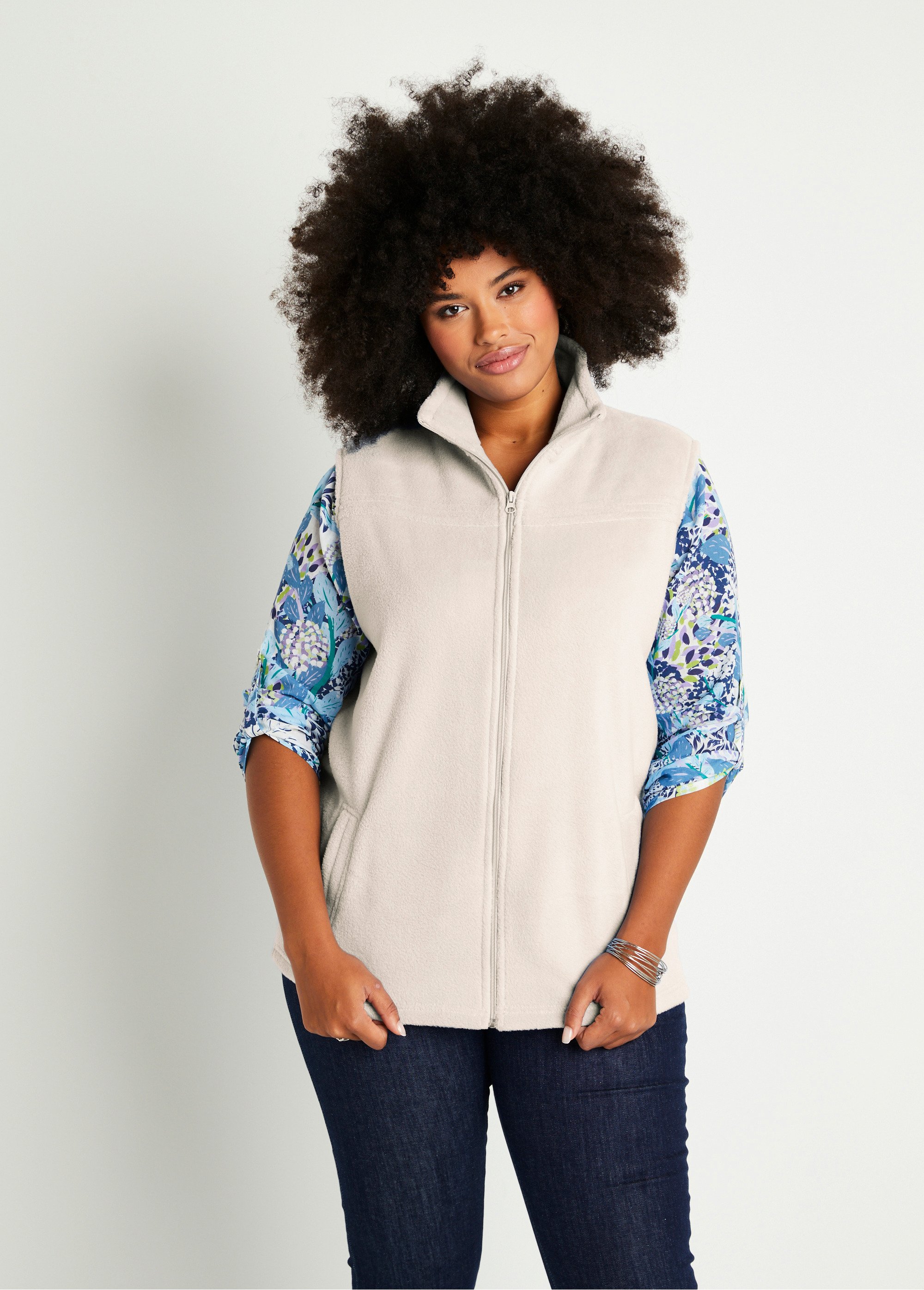 Blouson zippé sans manches polaire