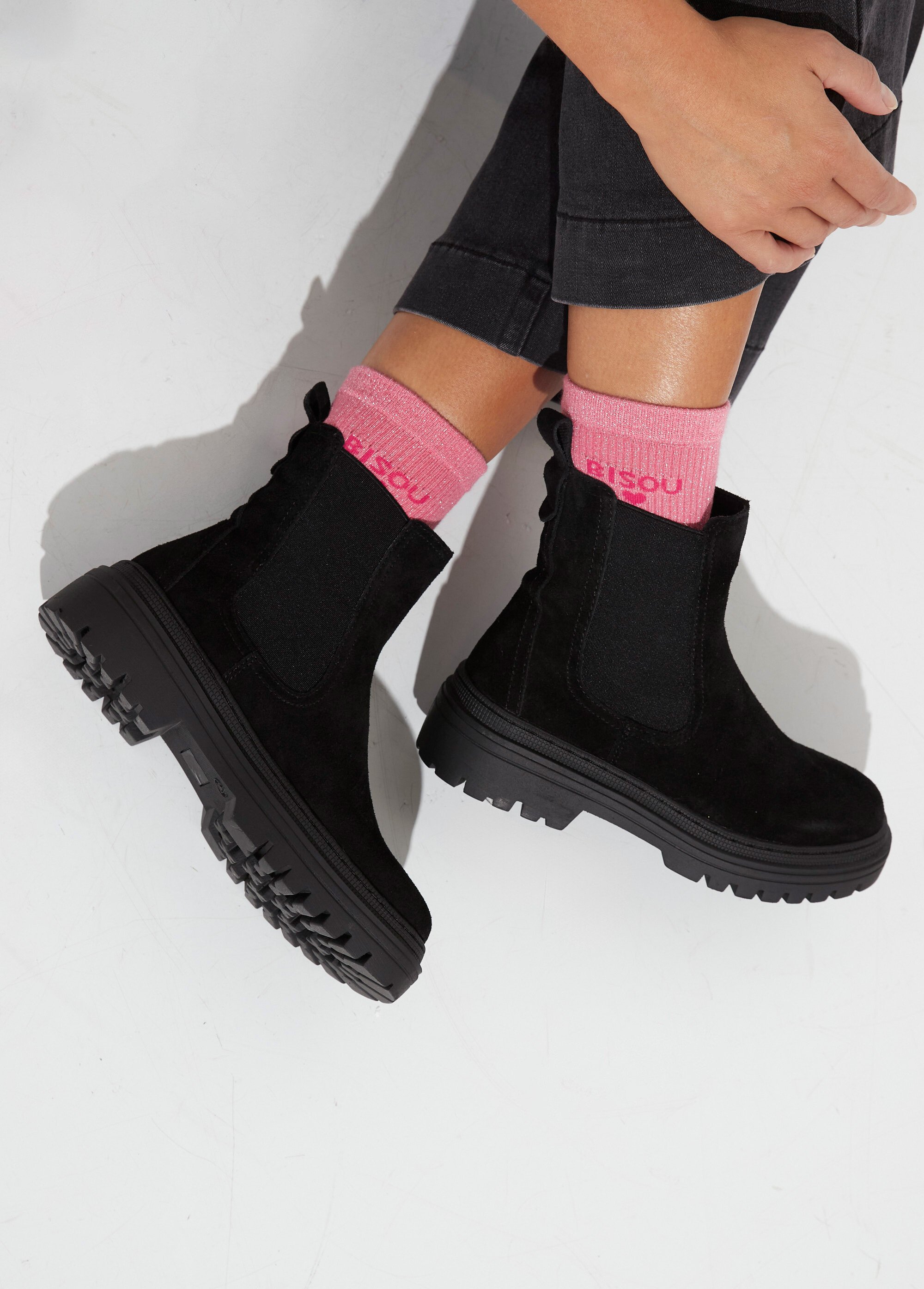Boots Chelsea compensées et montantes Femme Noir JPAL-1117 SI1
