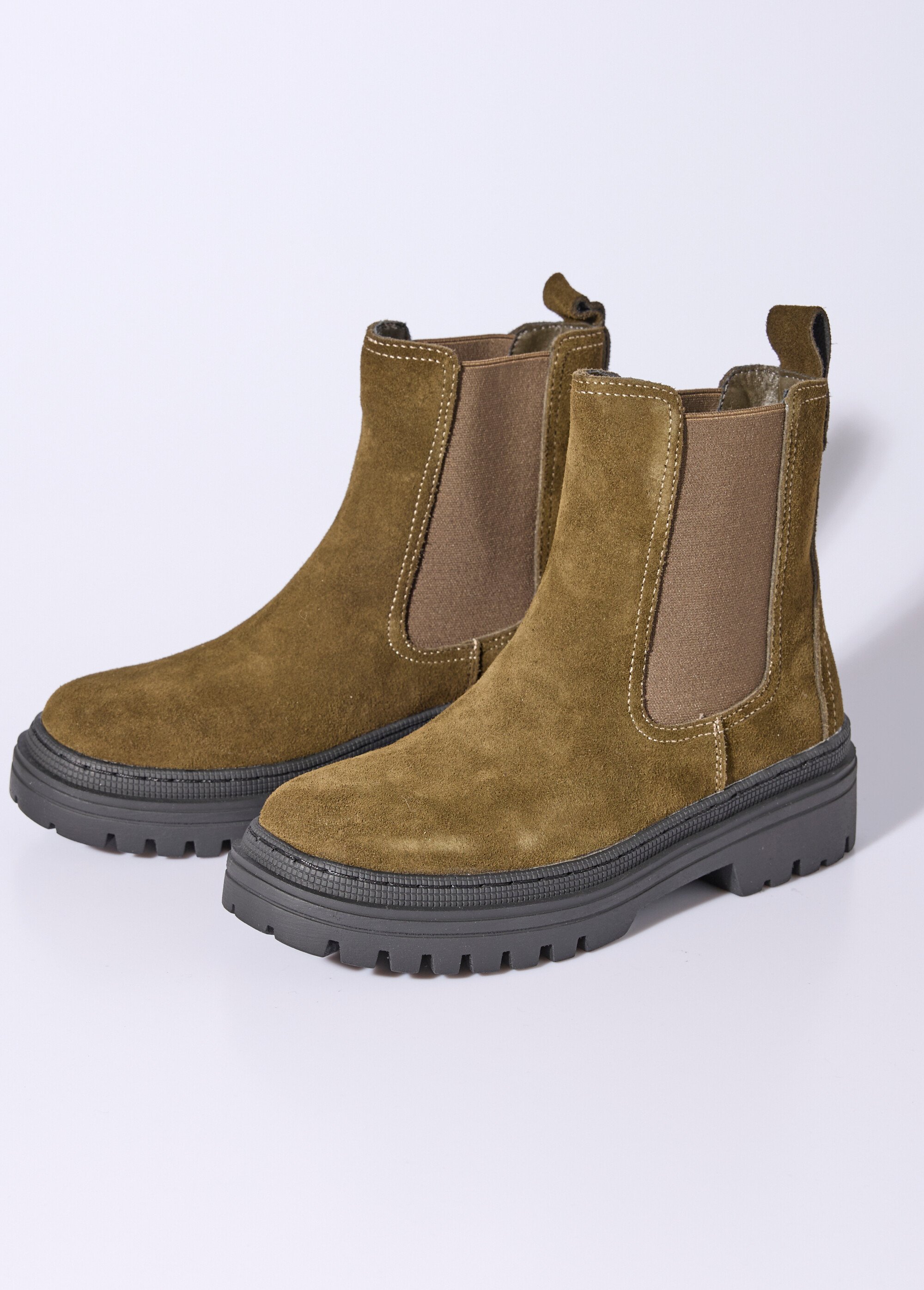 Boots Chelsea compensées et montantes Femme Vert JPAL-1117 DE1