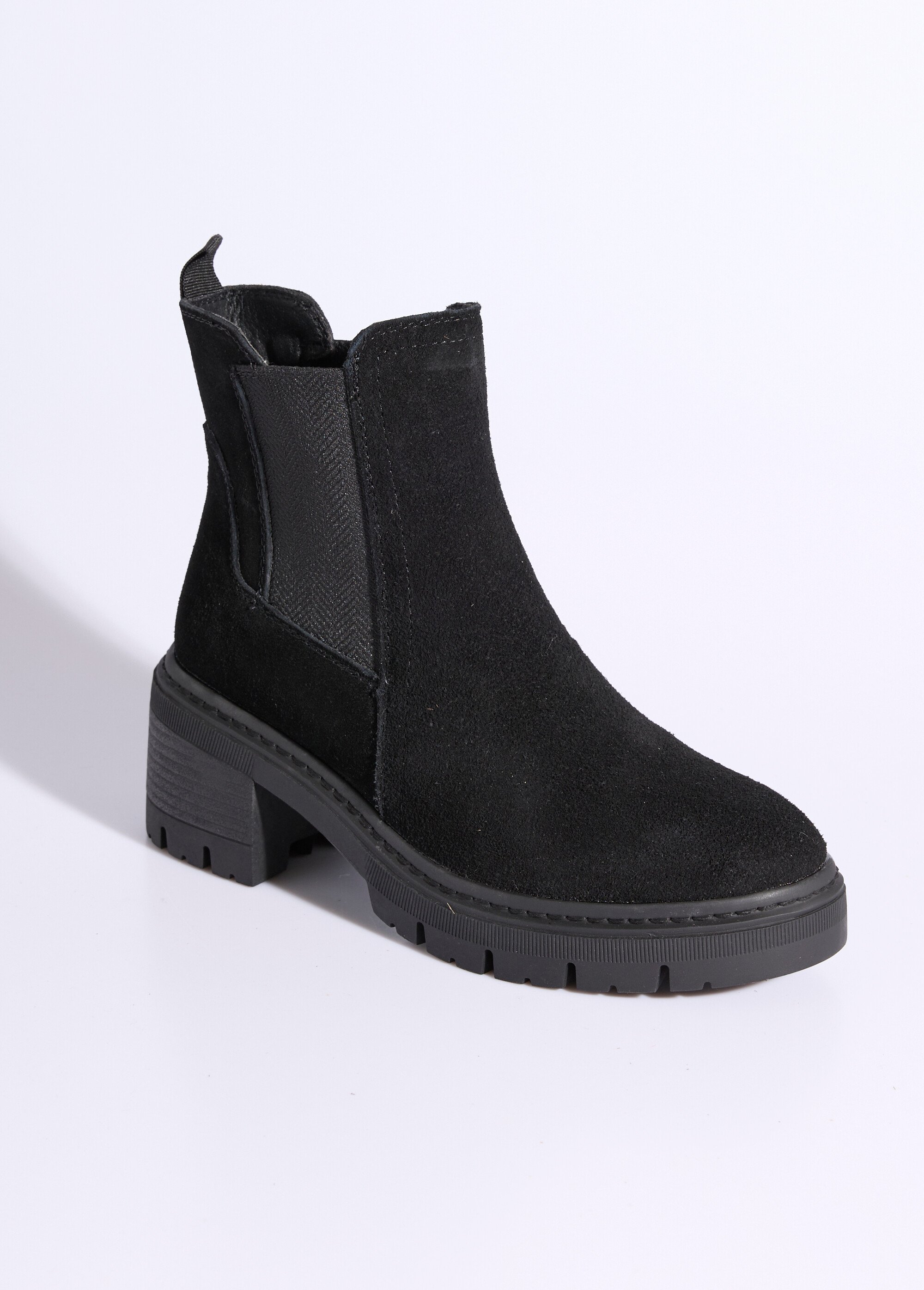 Boots Chelsea élastique fantaisie Femme Noir JPAL-1116 FA1