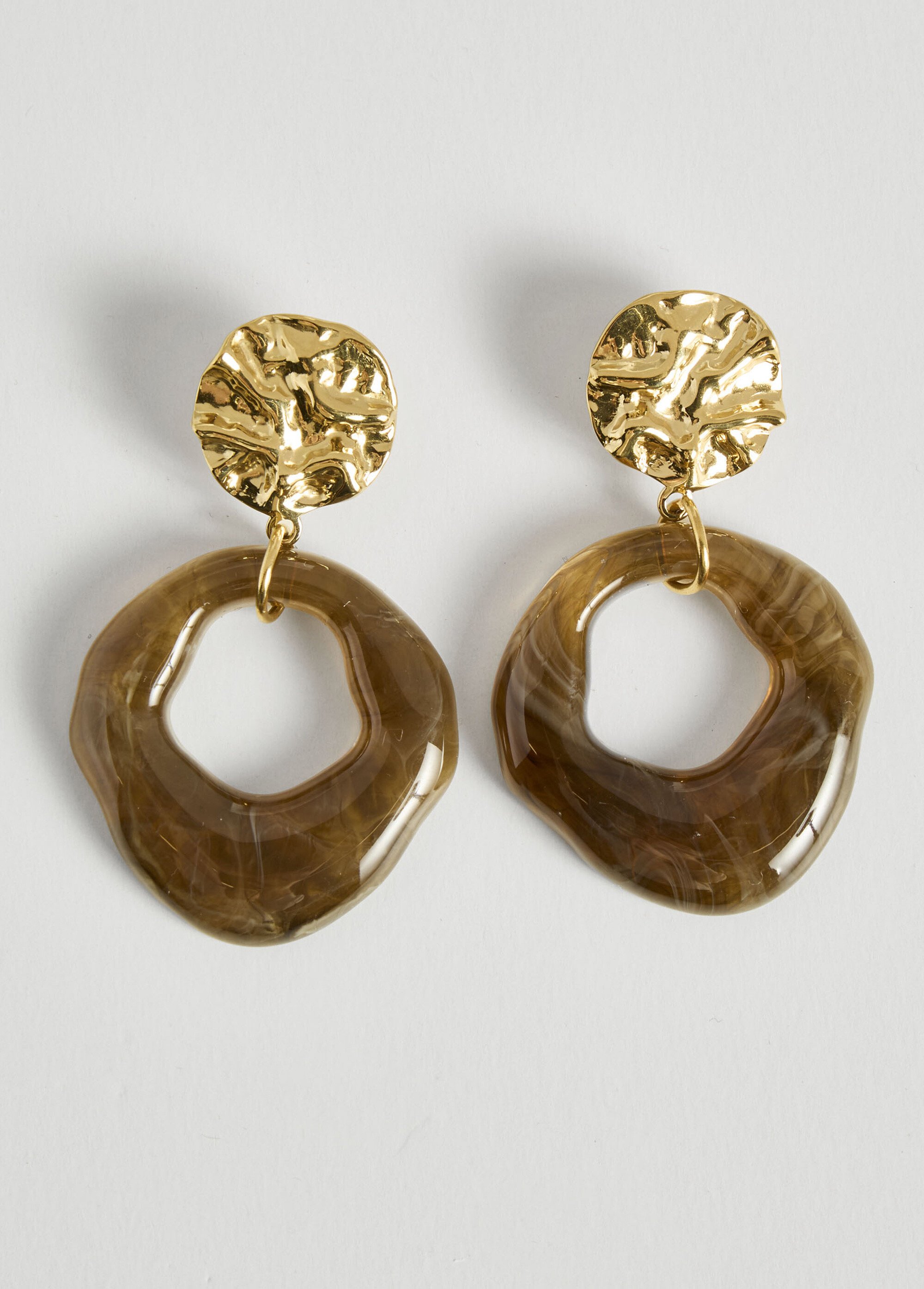 Boucles d'oreilles inox, pendant résine Marron MILM23KE138 DE1