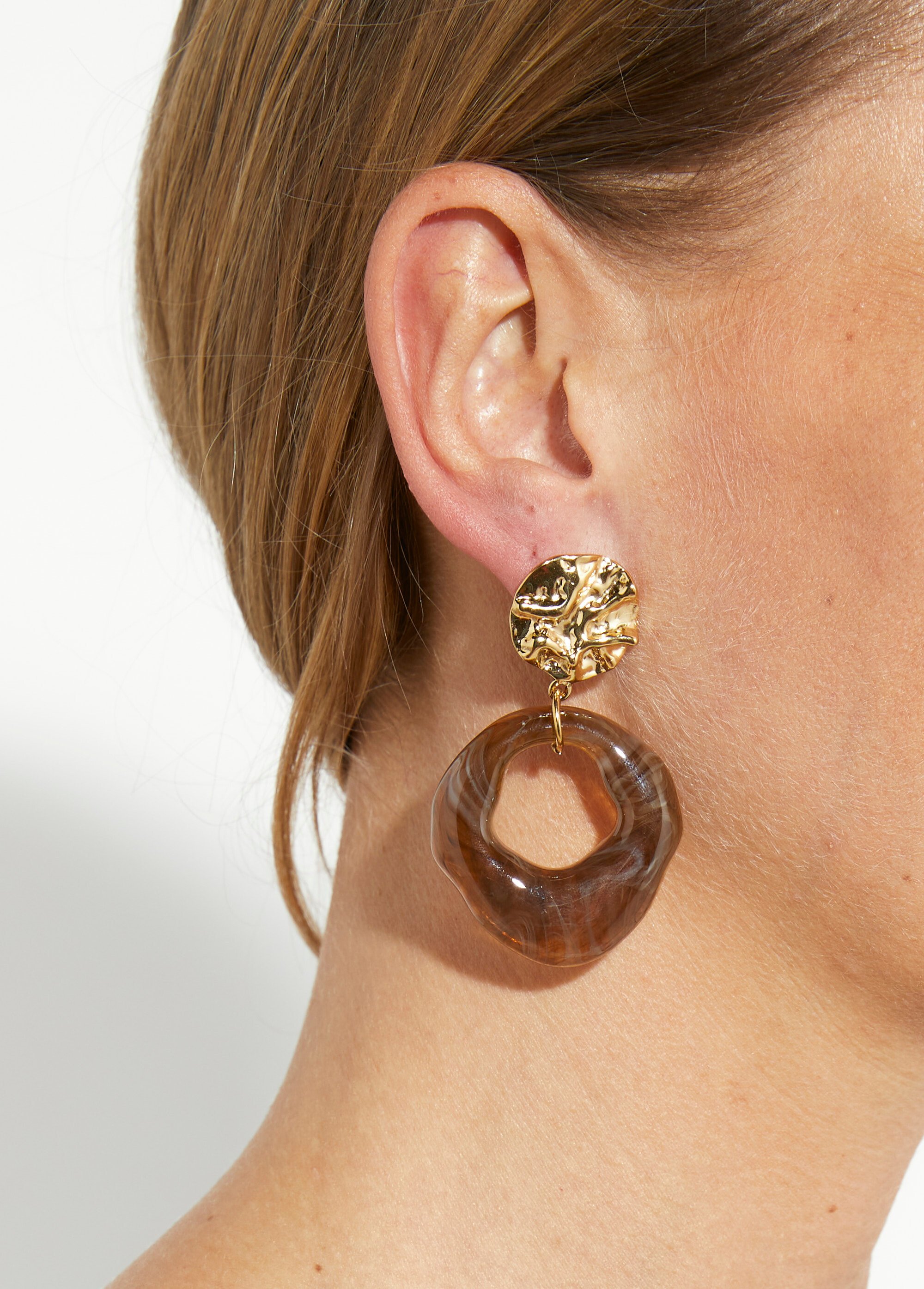 Boucles d'oreilles inox, pendant résine