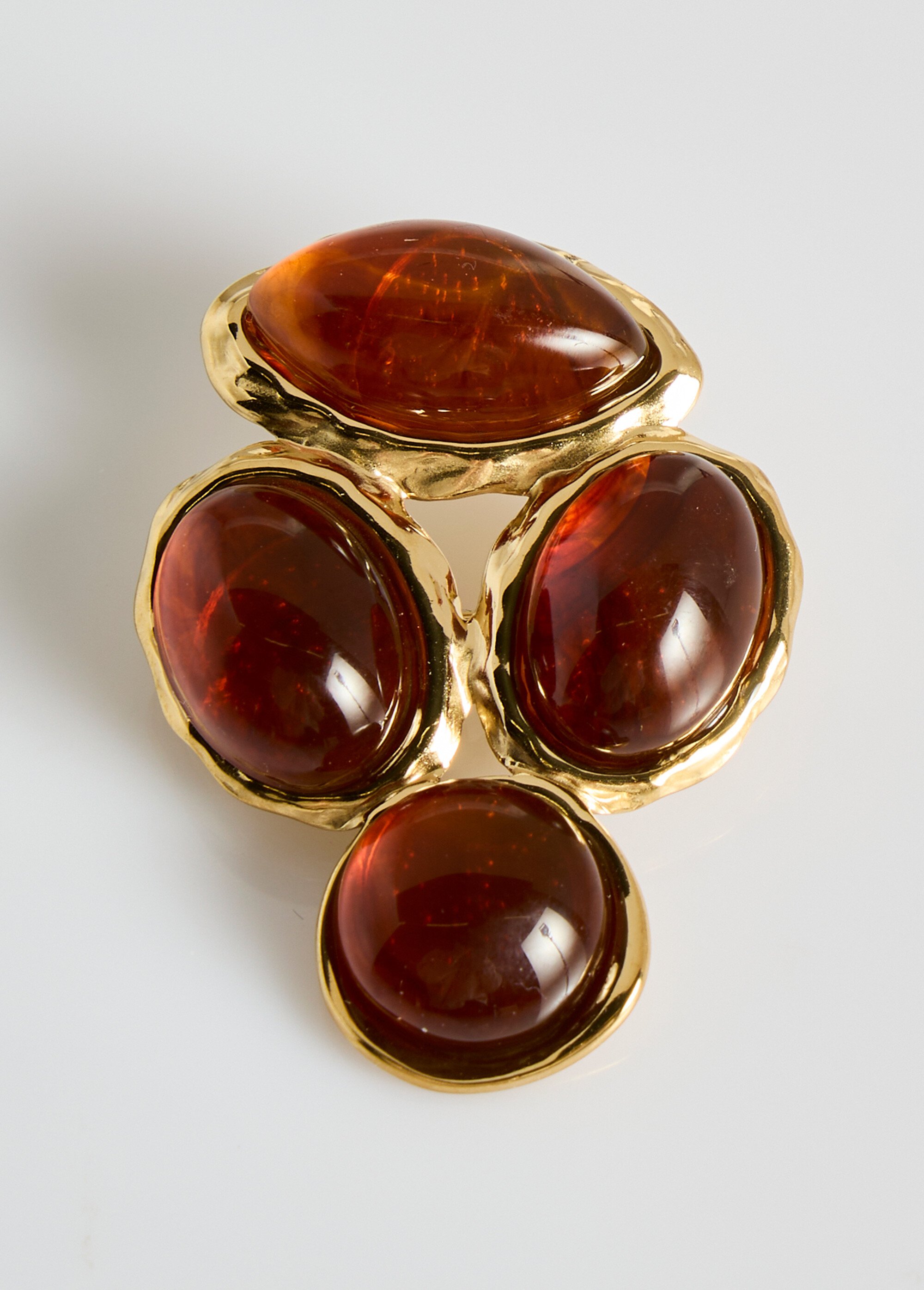 Broche acier inox avec cabochons résine Marron MILM25GZ22 DE1