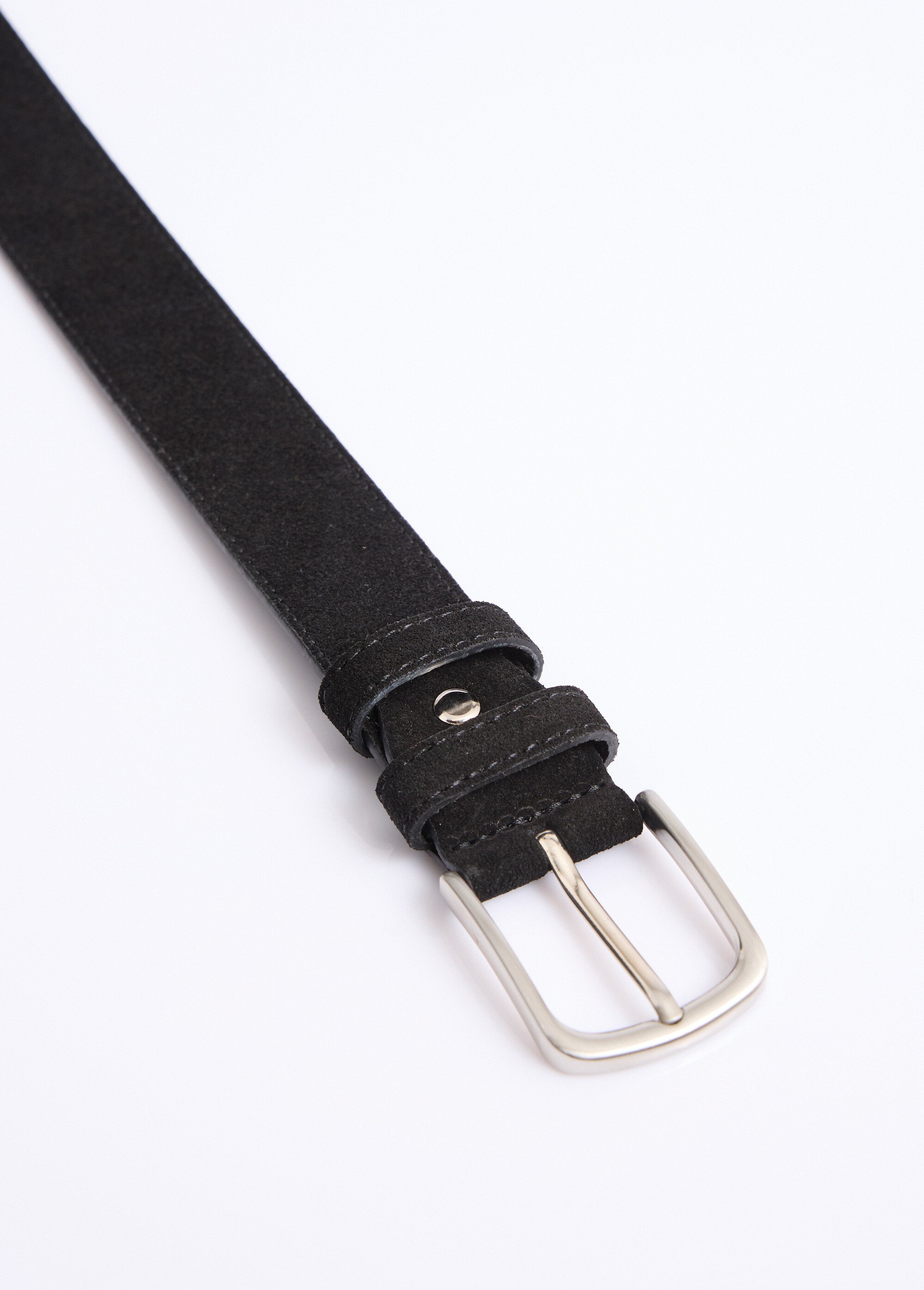 Ceinture cuir suédé et boucle métallisée Homme Noir NES2302 DE2