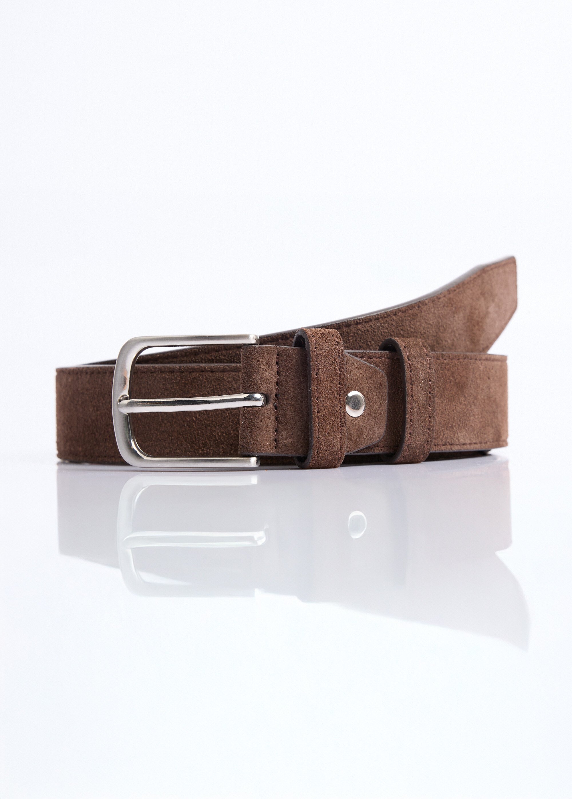 Ceinture cuir suédé et boucle métallisée Homme Marron NES2302 DE1