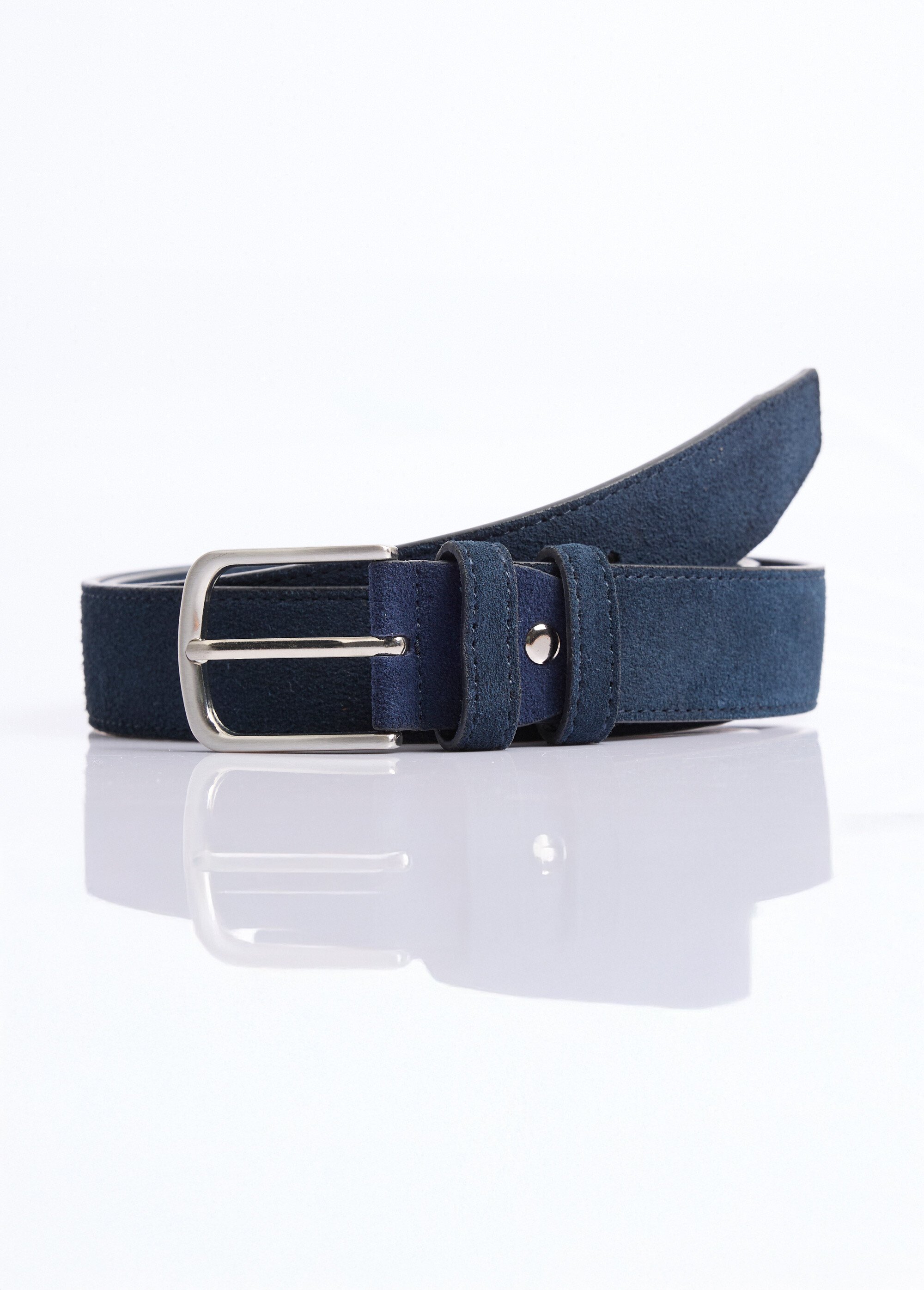 Ceinture cuir suédé et boucle métallisée