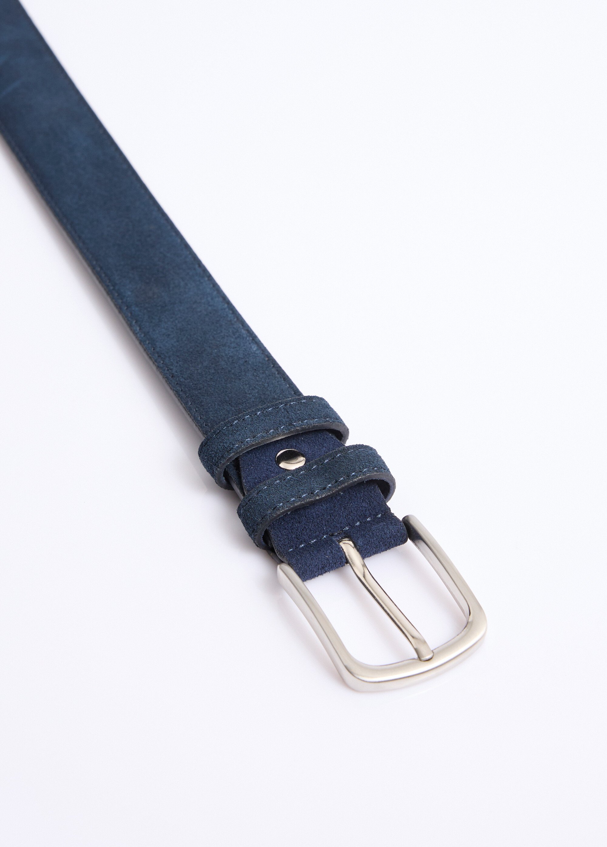 Ceinture cuir suédé et boucle métallisée Homme BLEU MARINE NES2302 DE2