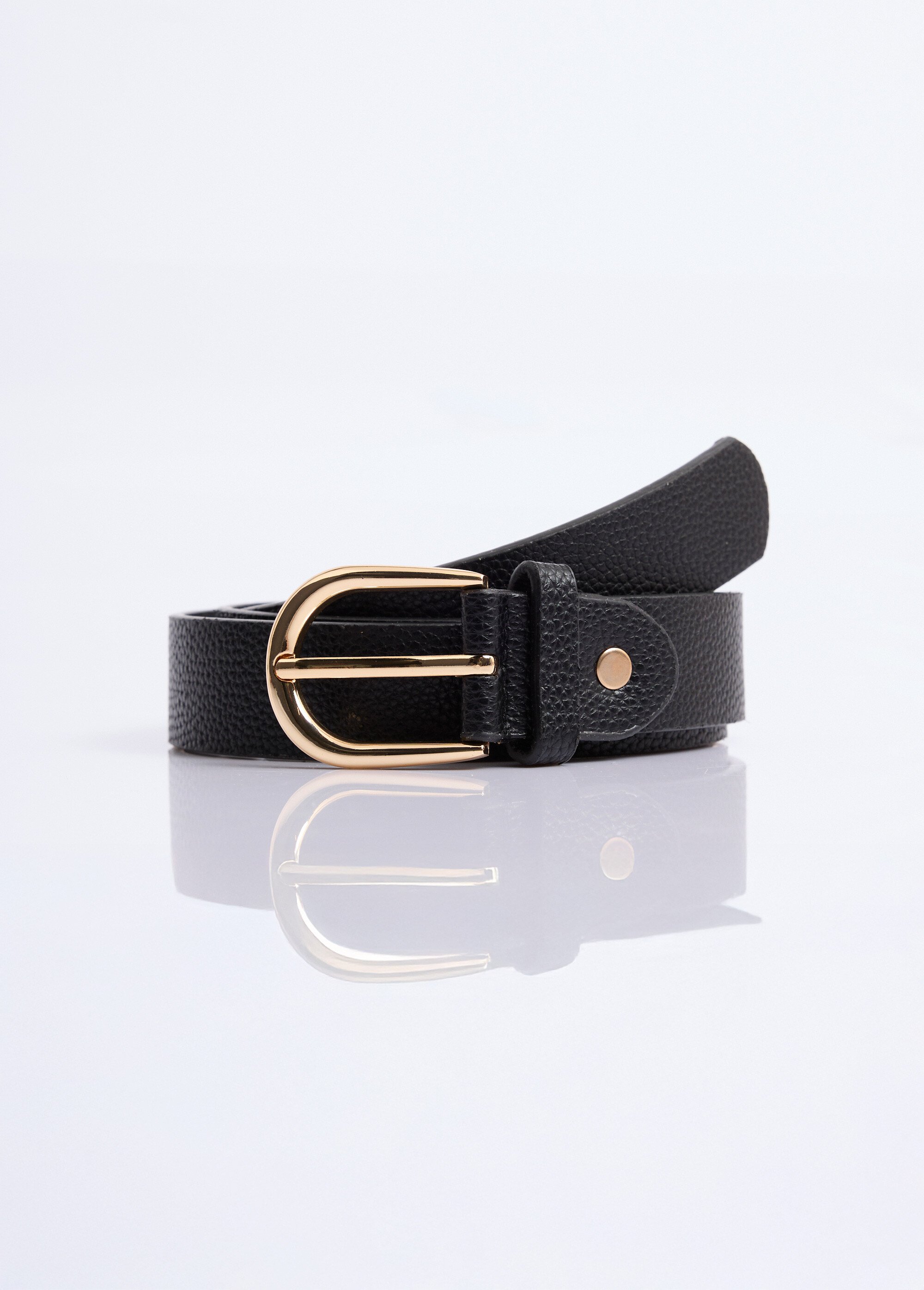 Ceinture en simili cuir aspect grainé Femme Noir NES180WBLT2407 FA1