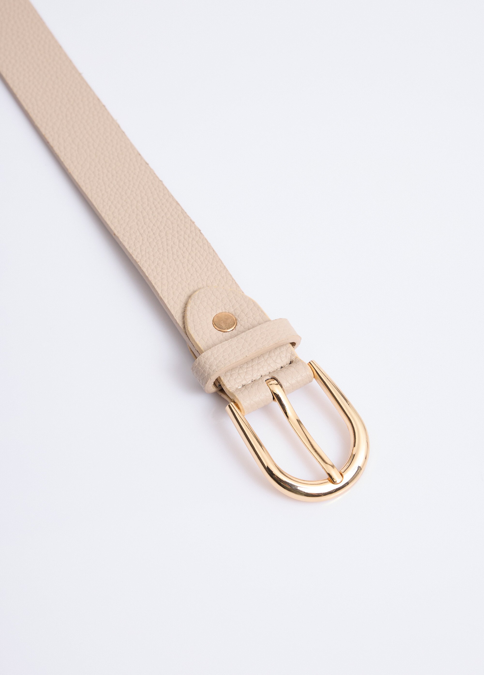 Ceinture en simili cuir aspect grainé Femme Beige NES180WBLT2407 DE1