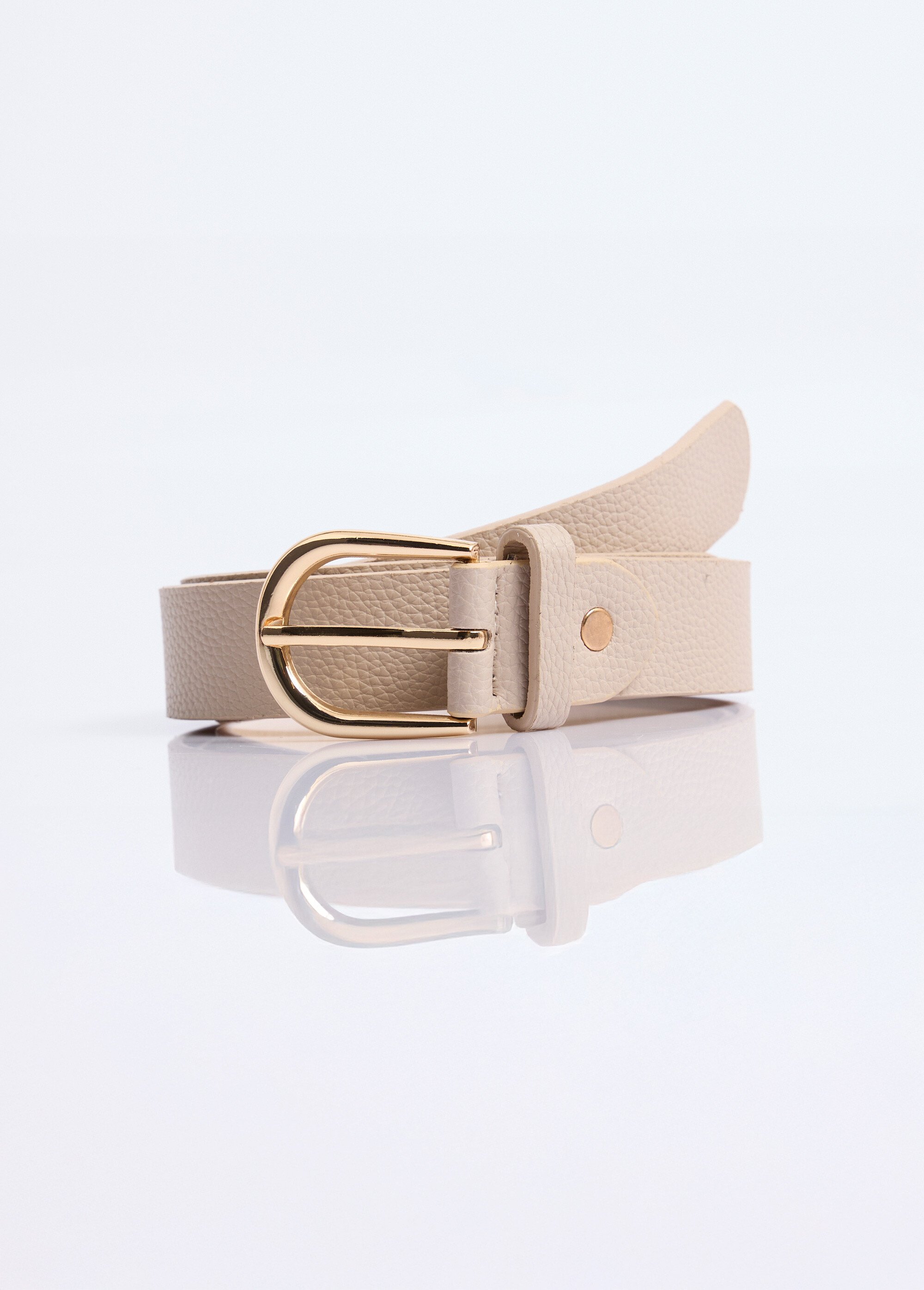 Ceinture en simili cuir aspect grainé Femme Beige NES180WBLT2407 FA1
