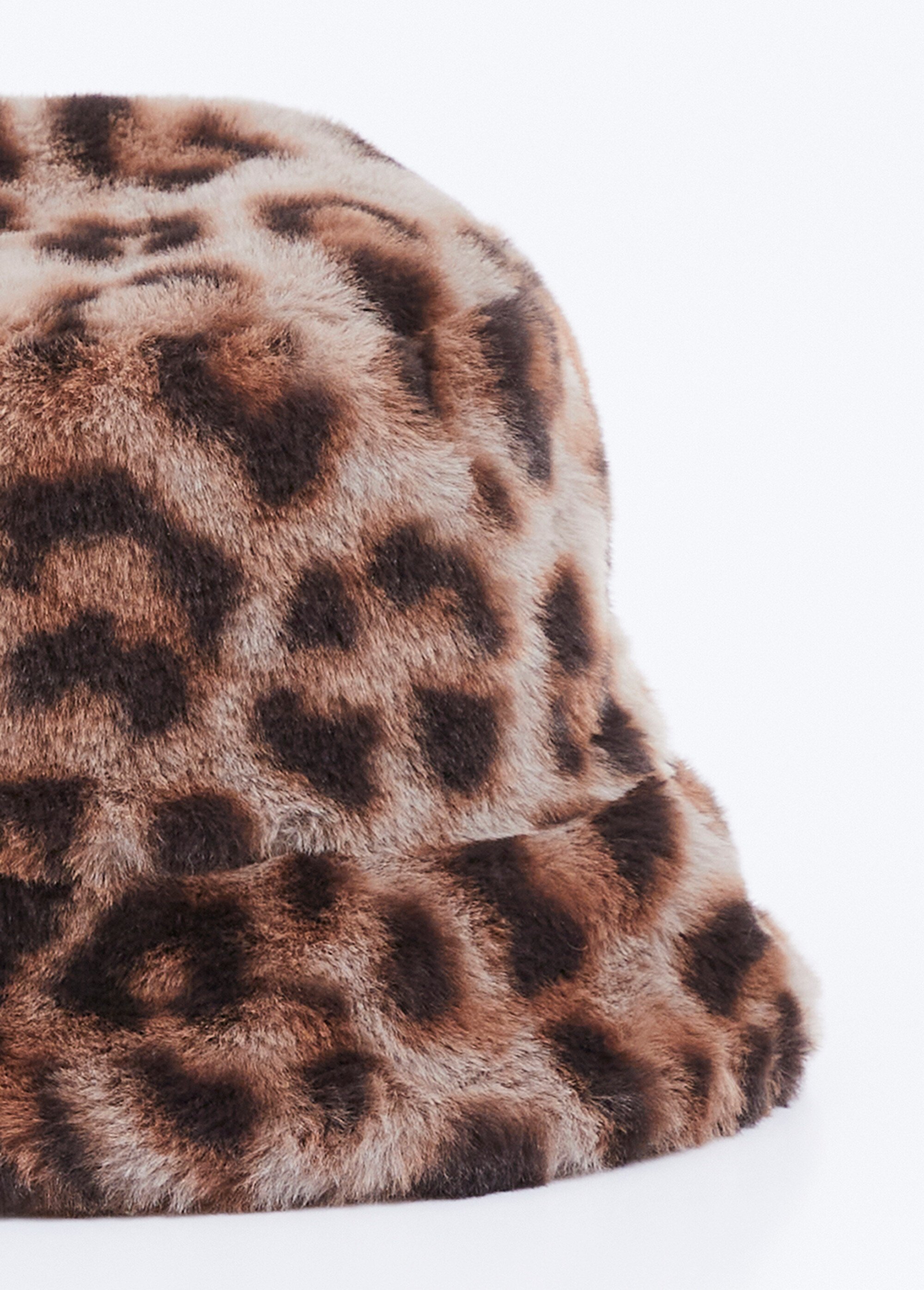 Chapeau seau bob fausse fourrure Femme IMPRIME MARRON URVAN DE1