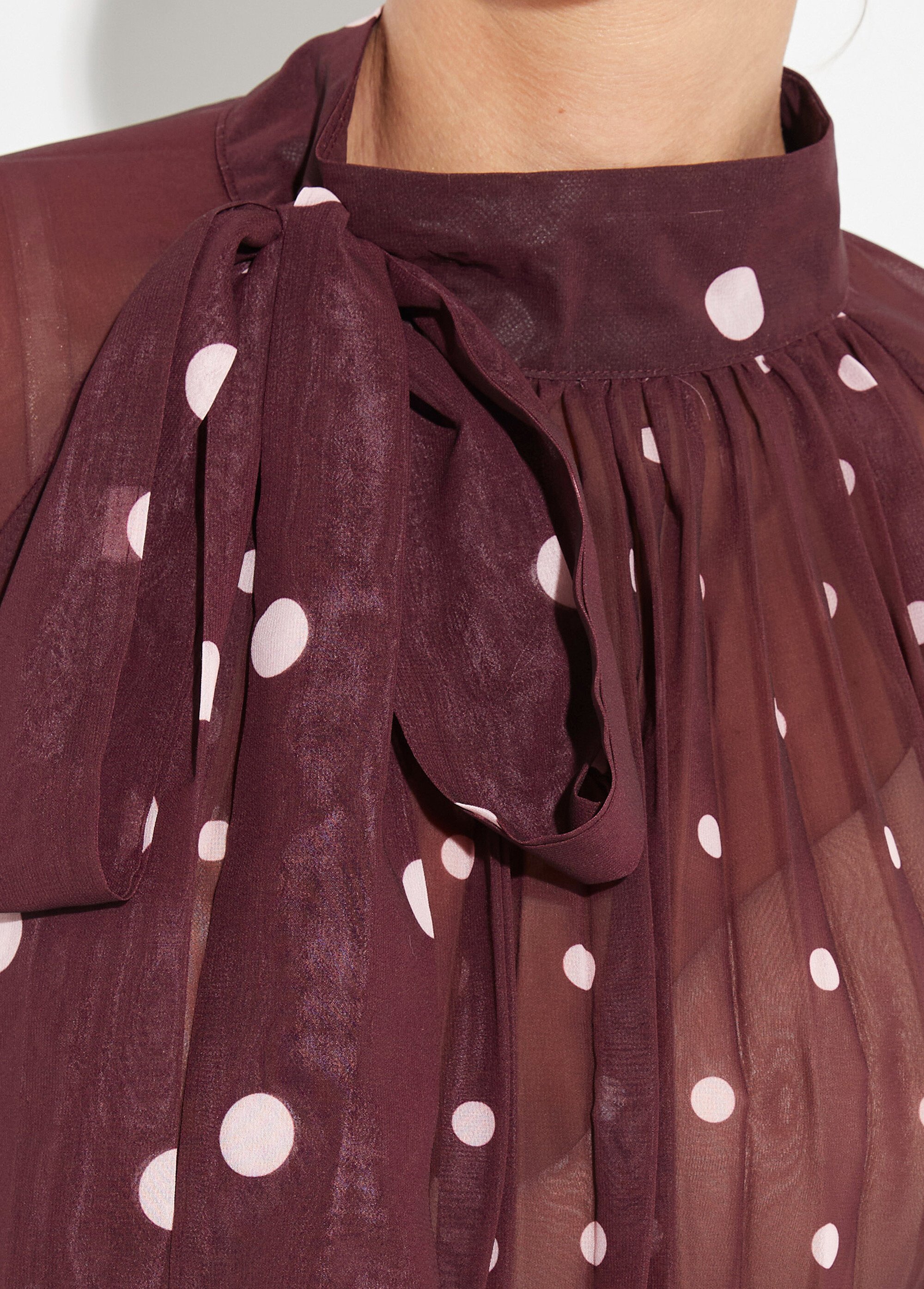 Chemisier à pois et manches bouffantes Femme Rouge JS-TOP3390 DE2