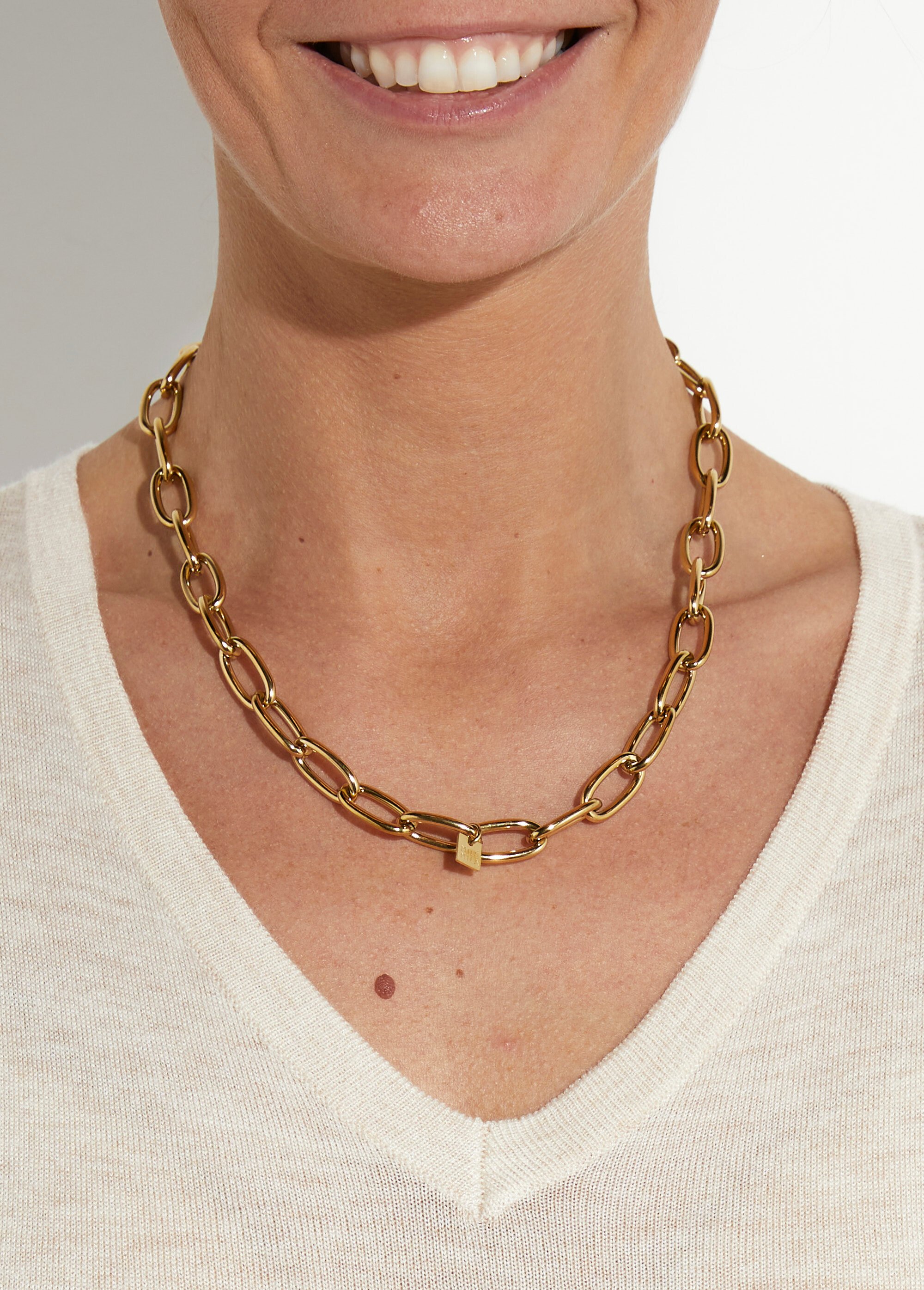 Collier gourmette inox avec mousqueton Doré MILM25GN121 FA1