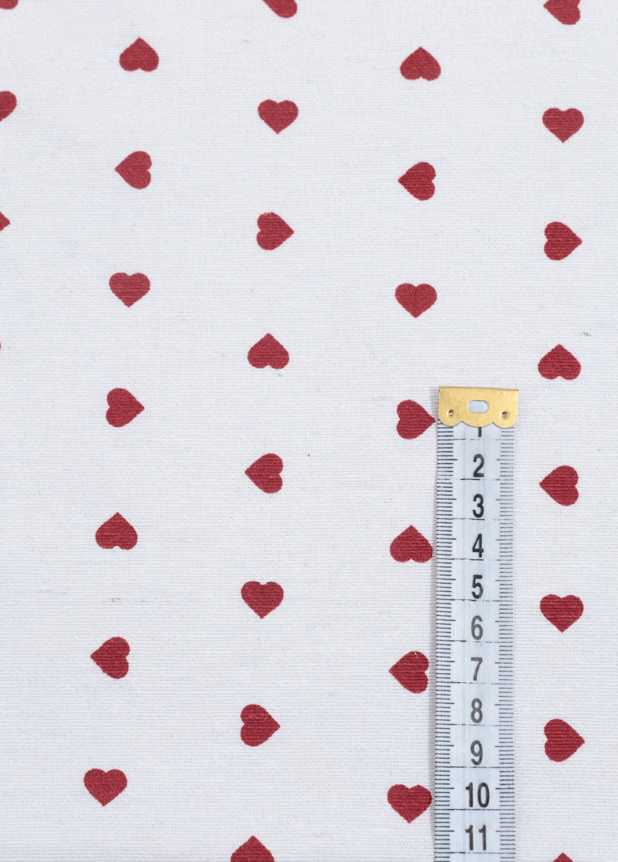 Coupon tissu déco grands coeurs ROUGE COT146271-7 DE1