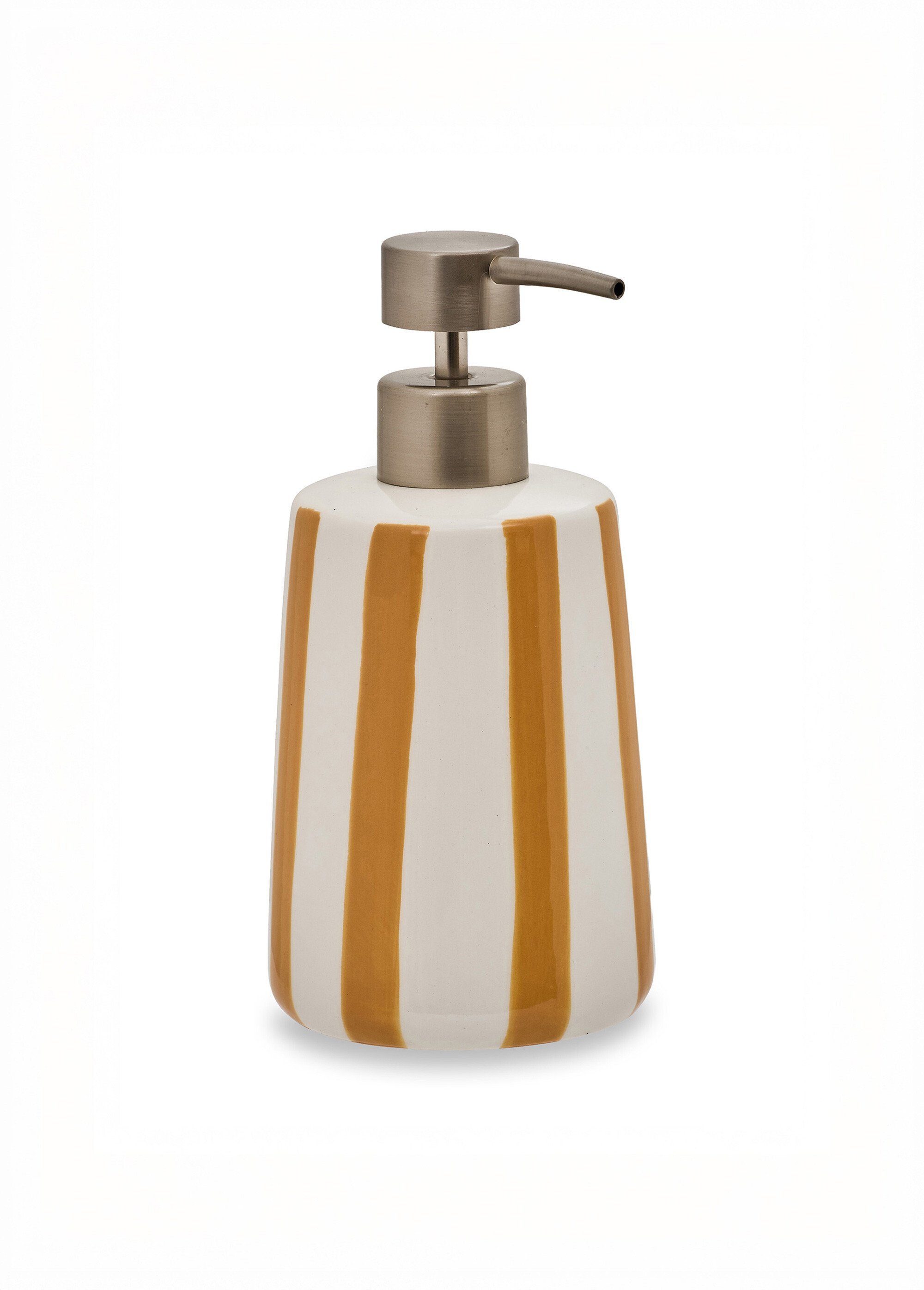 Distributeur de savon en céramique rayée