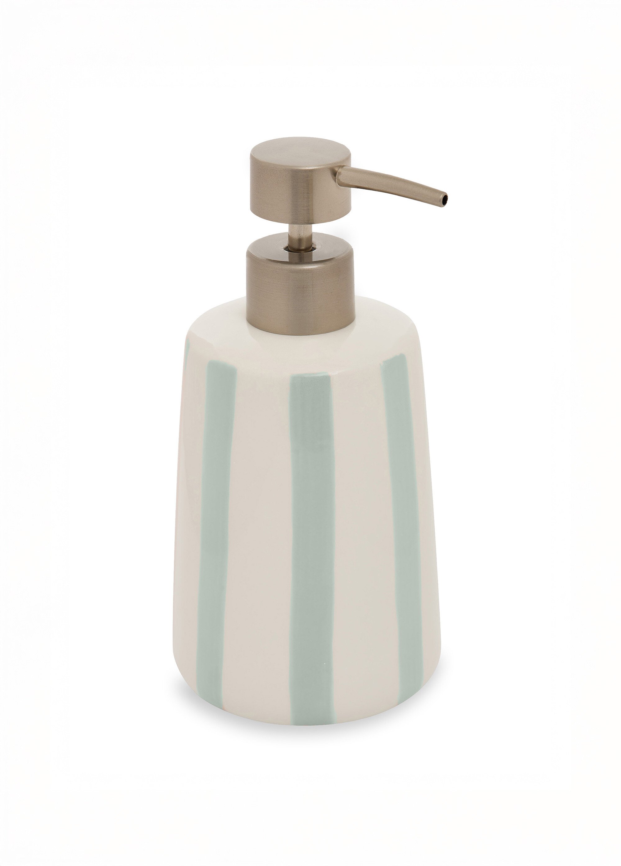 Distributeur de savon en céramique rayée