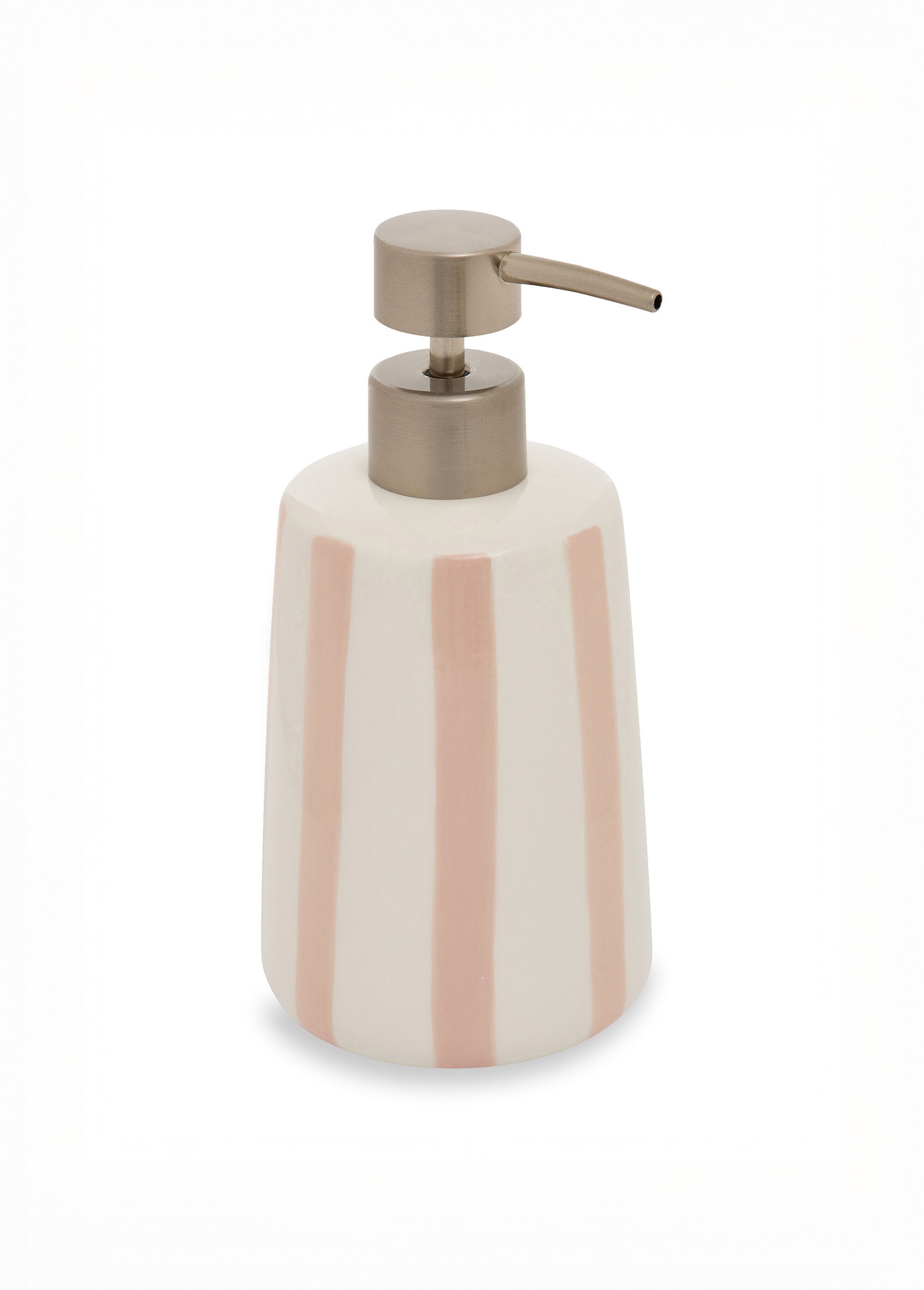 Distributeur de savon en céramique rayée Rose JJA-214790 FA1