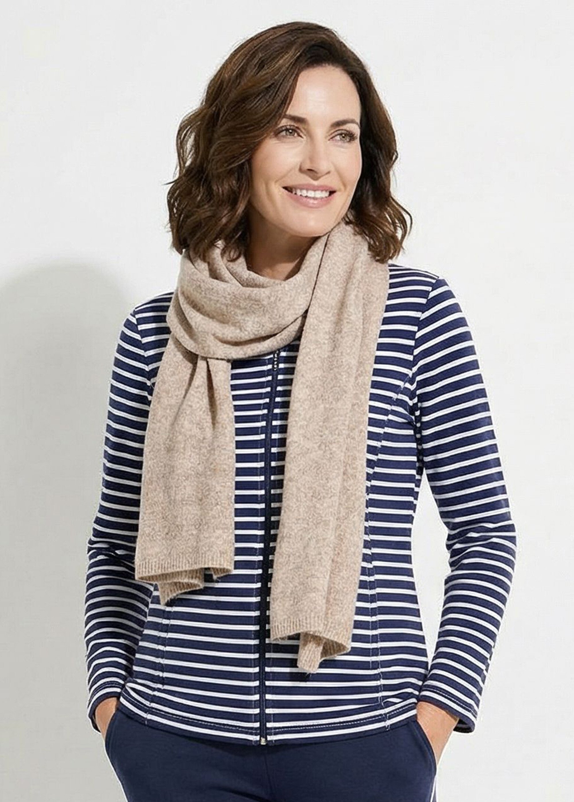 Écharpe en maille chaude avec laine Femme BEIGE CHINE UBERTO FA1