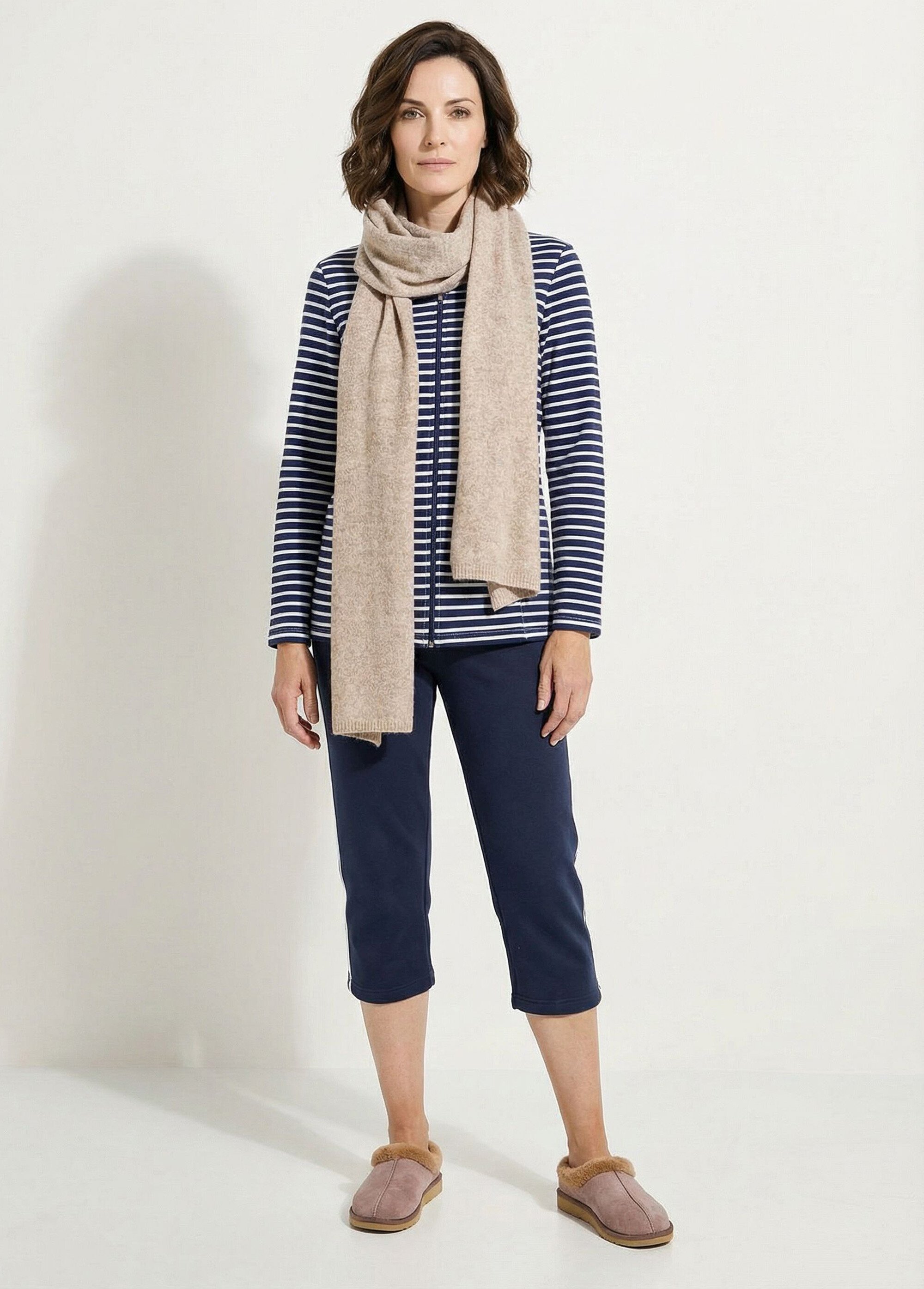 Écharpe en maille chaude avec laine Femme BEIGE CHINE UBERTO SF1