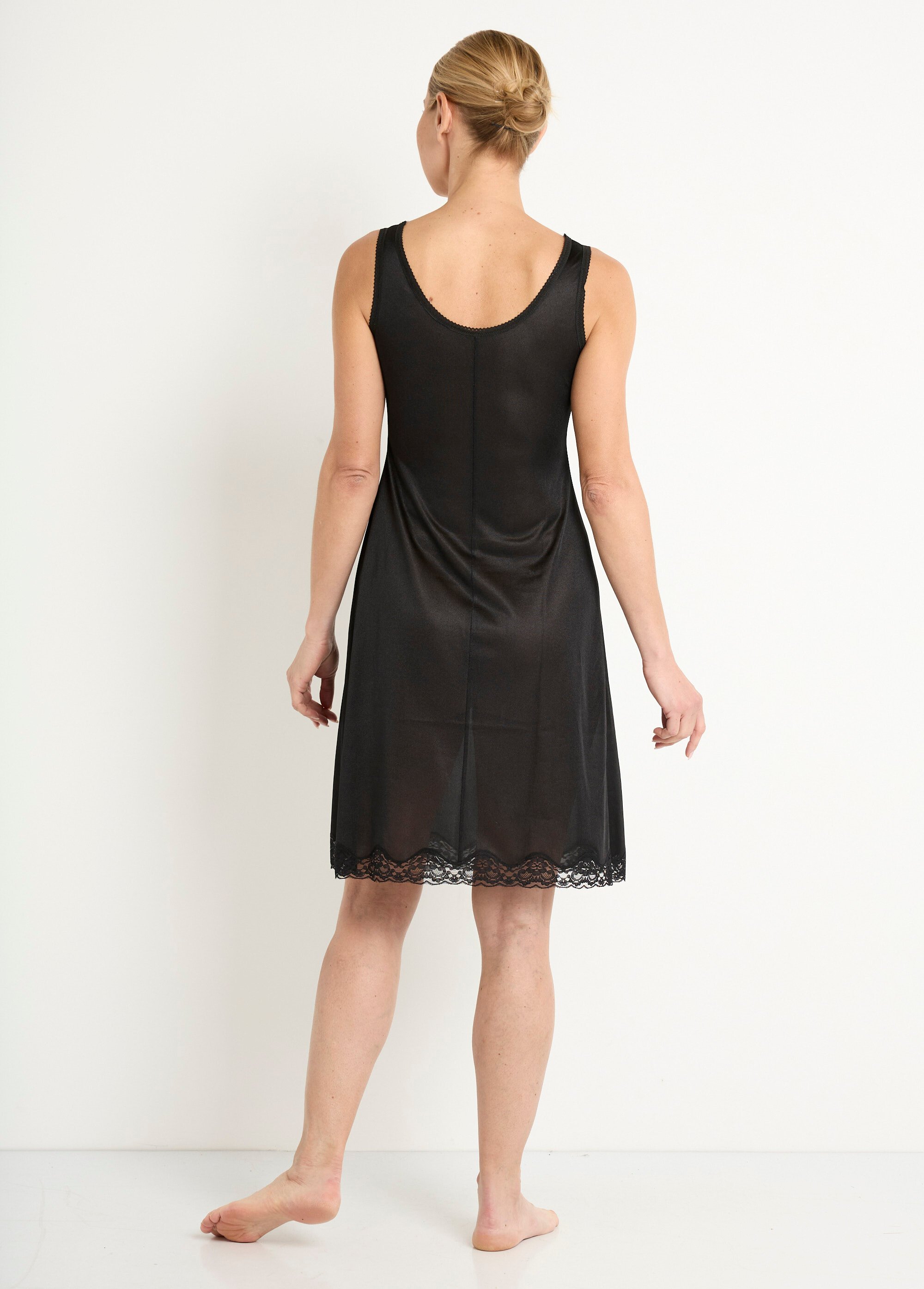 Fond de robe dentelle de Calais antistatique Femme Noir SABORD DO1