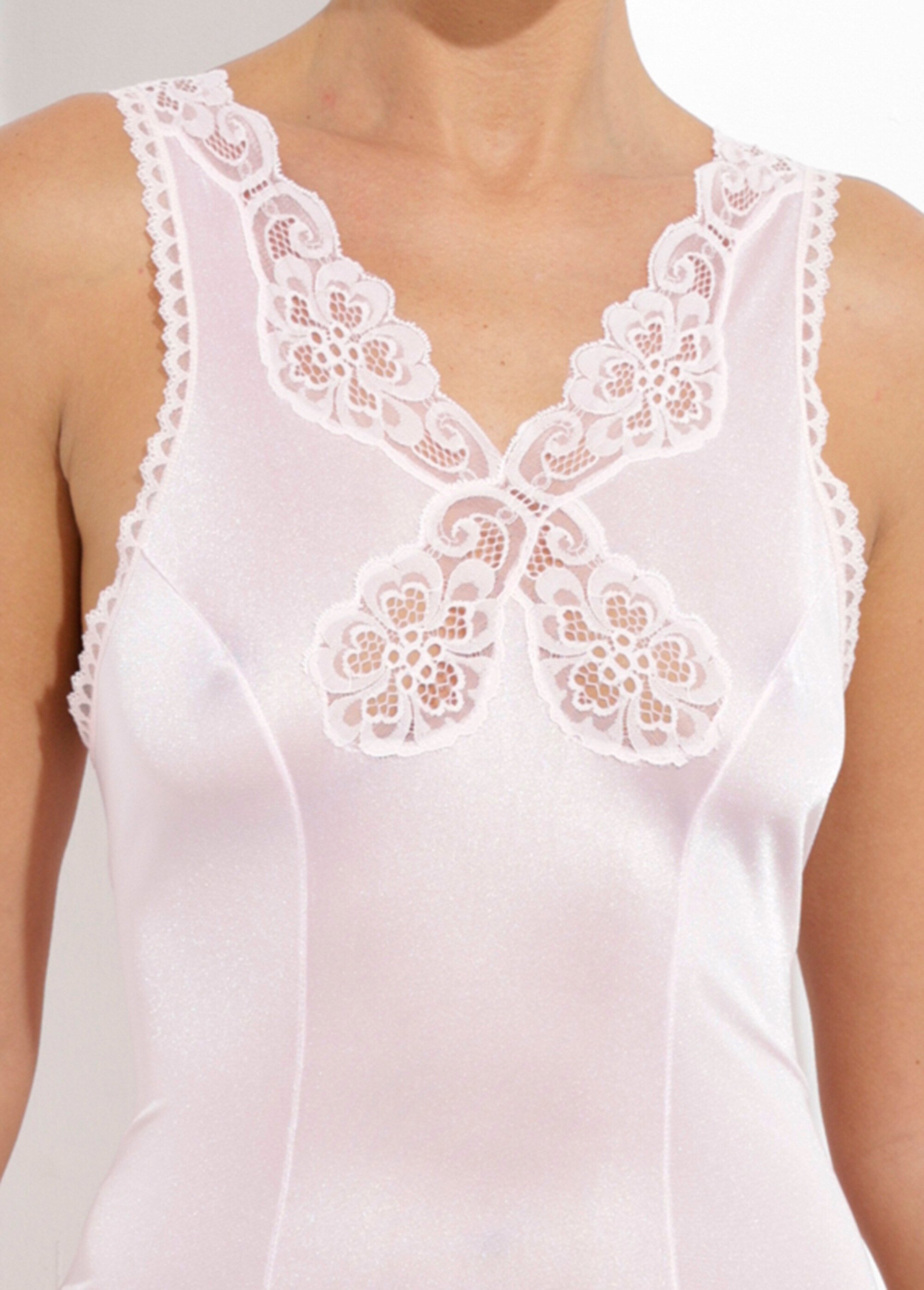 Fond de robe satiné antistatique et dentelle Femme Rose SABORD DE1