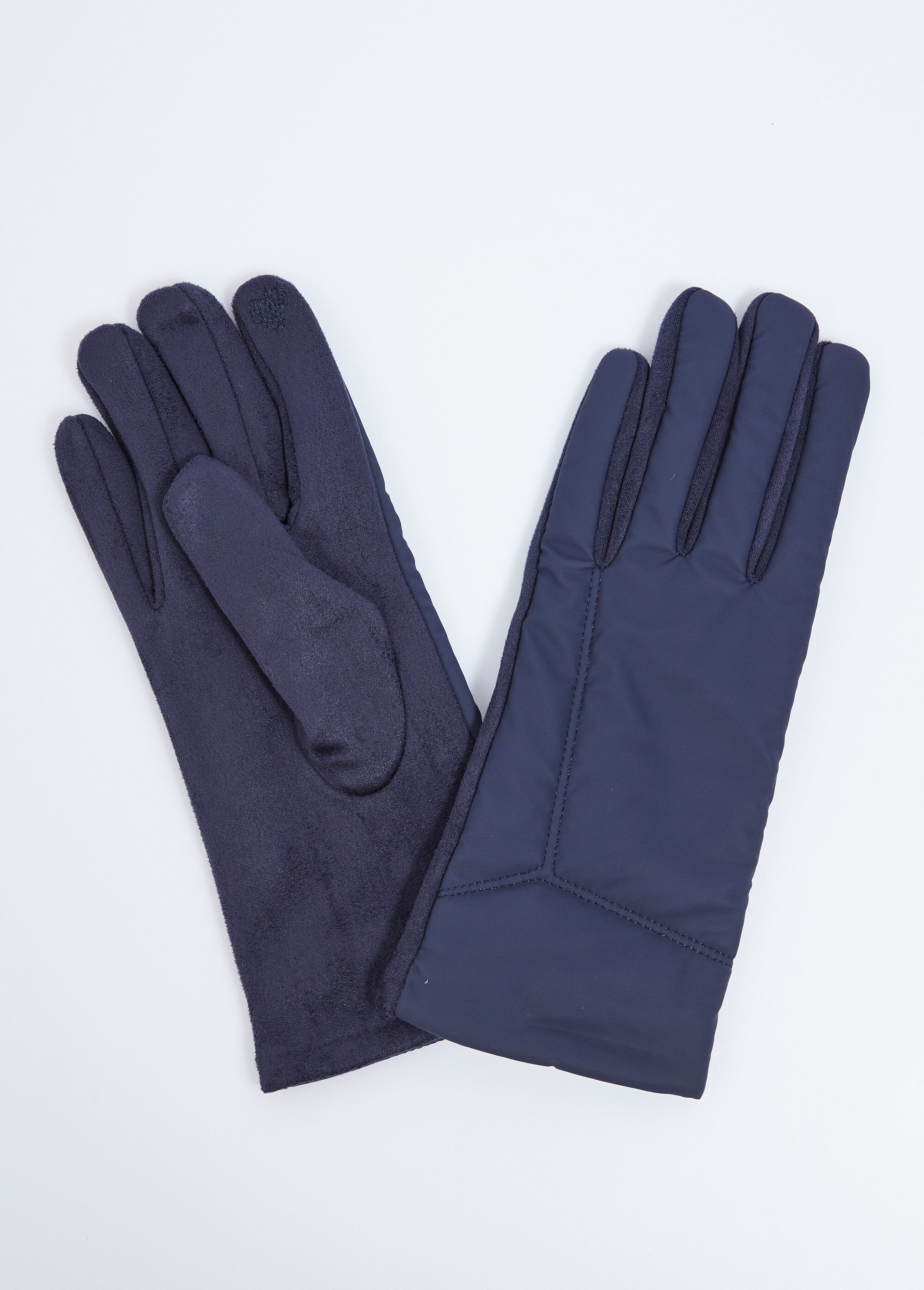 Gants tactiles bi-matière velouté et imperméable Femme Bleu UBLINE FA1